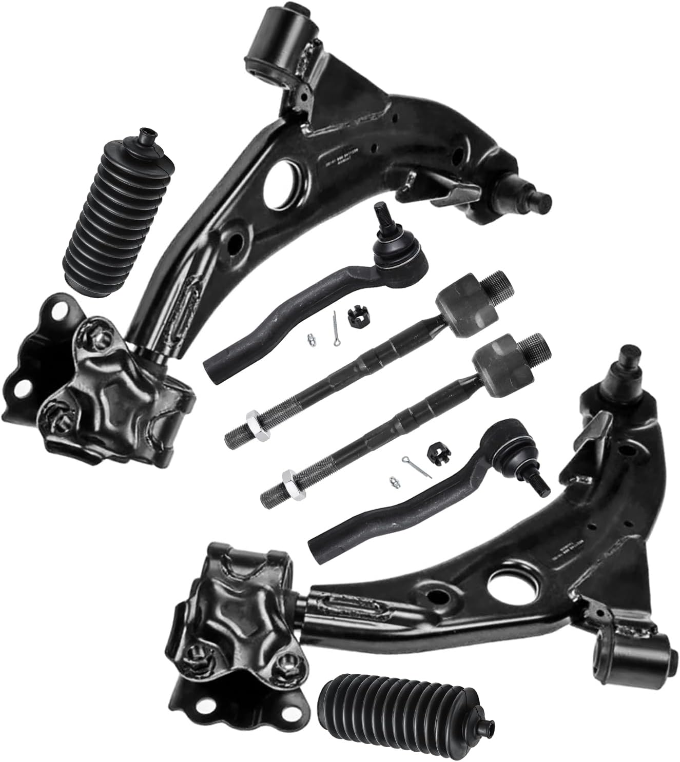 8pc Front Lower Control Arms Inner Outer Tie Rods Suspension Kit