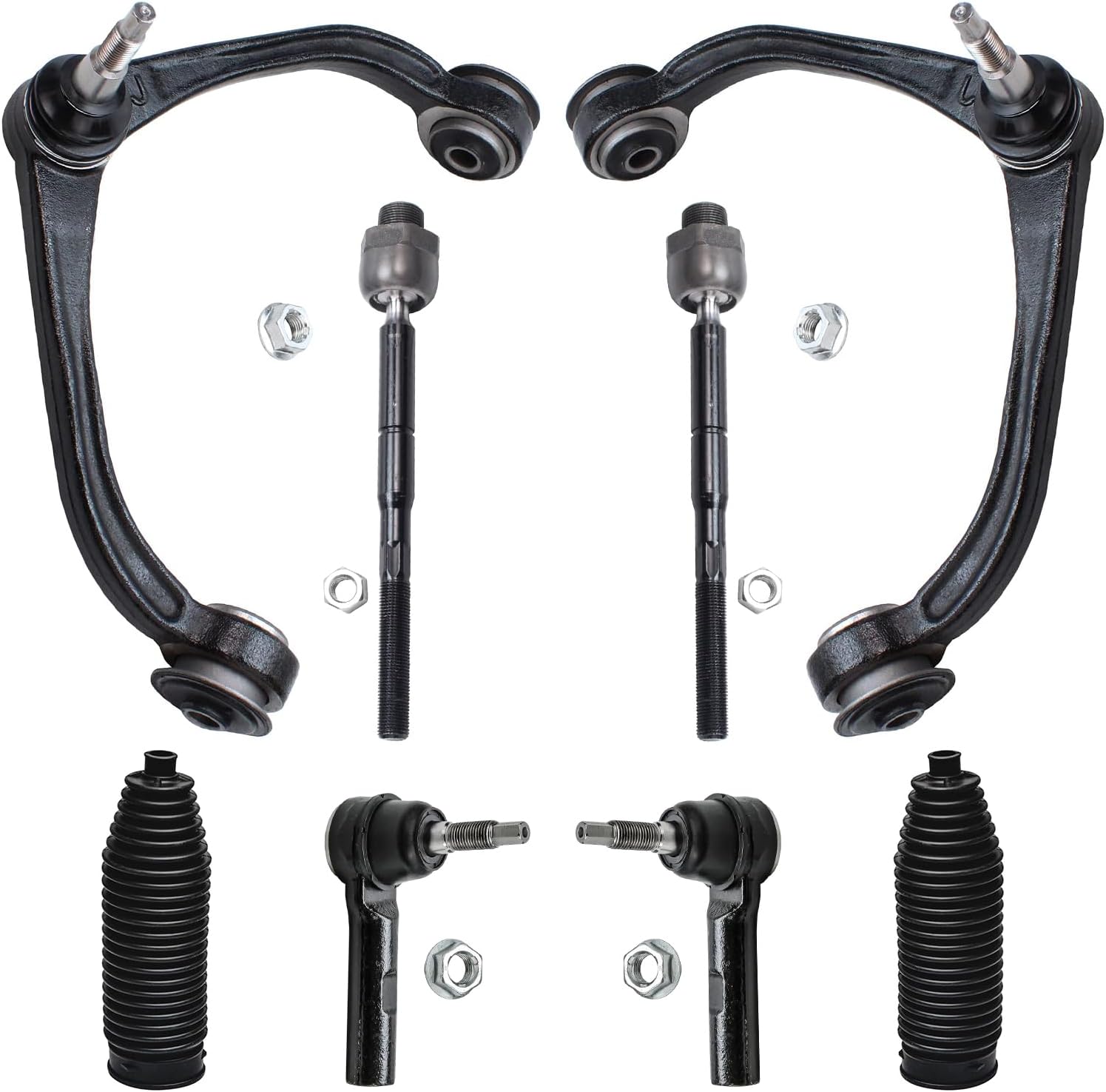8pc Front Upper Control Arms Inner Outer Tie Rods Suspension Kit