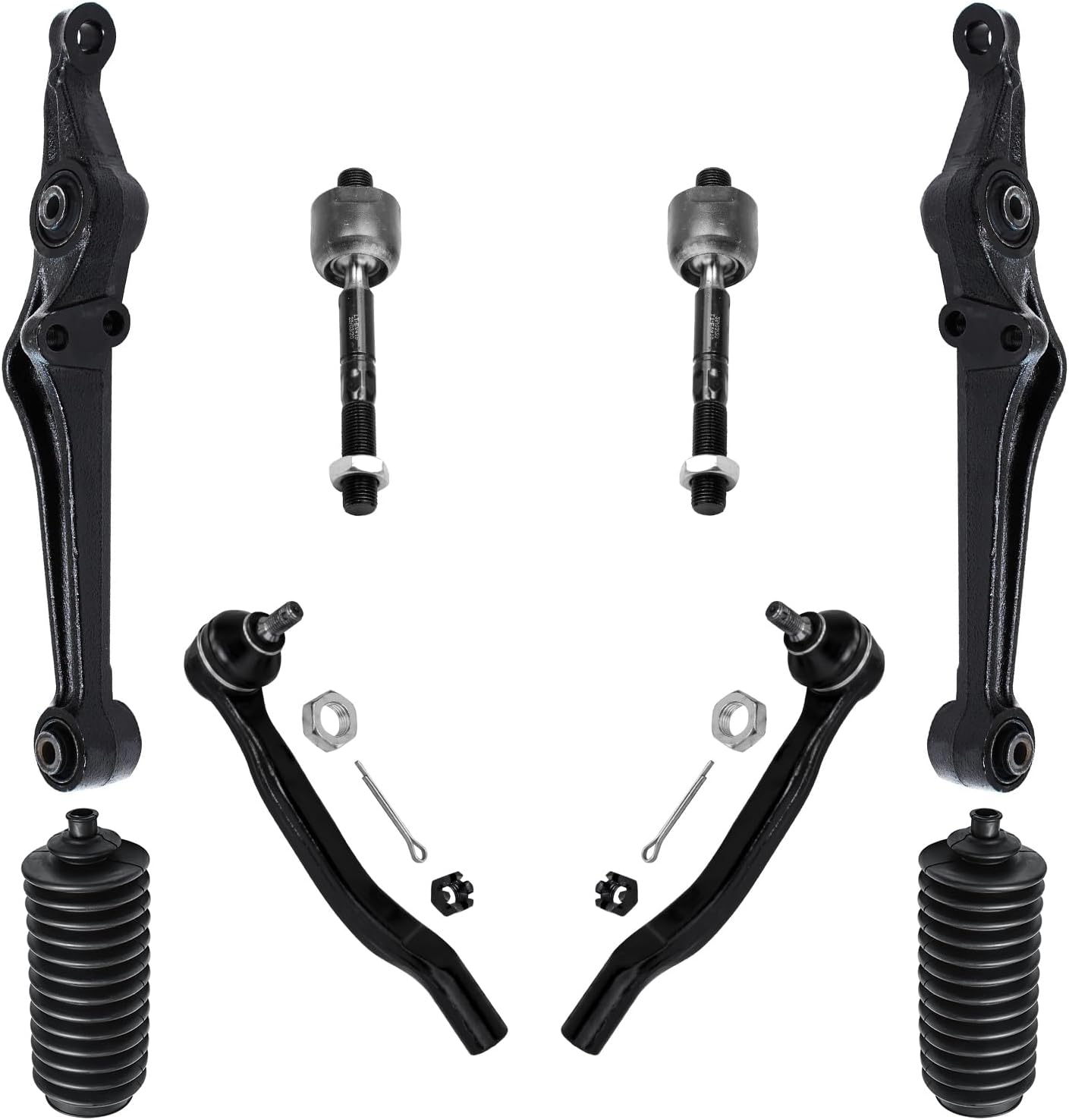 8pc Front Lower Control Arms Inner Outer Tie Rods Suspension Kit