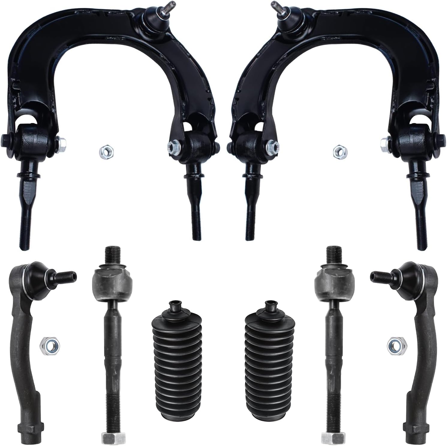 8pc Front Upper Control Arms Inner Outer Tie Rods Suspension Kit