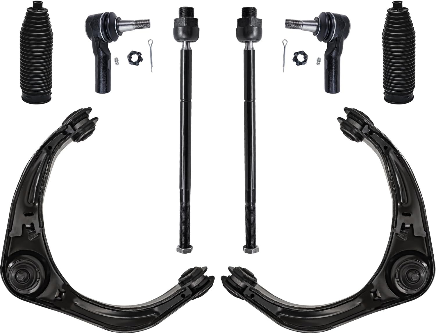 8pc Front Upper Control Arms Inner Outer Tie Rods Suspension Kit