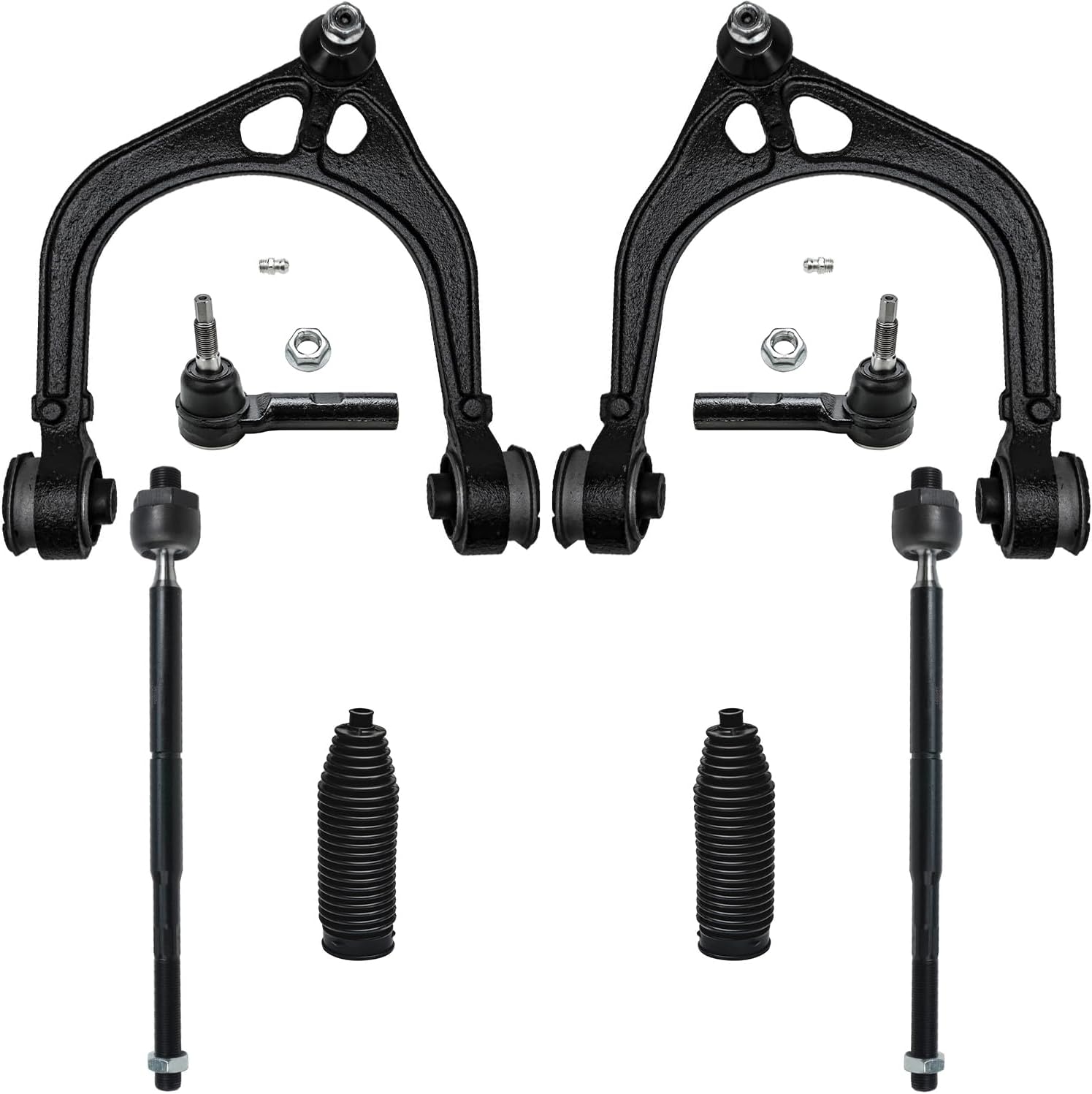 8pc Front Upper Control Arms Inner Outer Tie Rods Suspension Kit