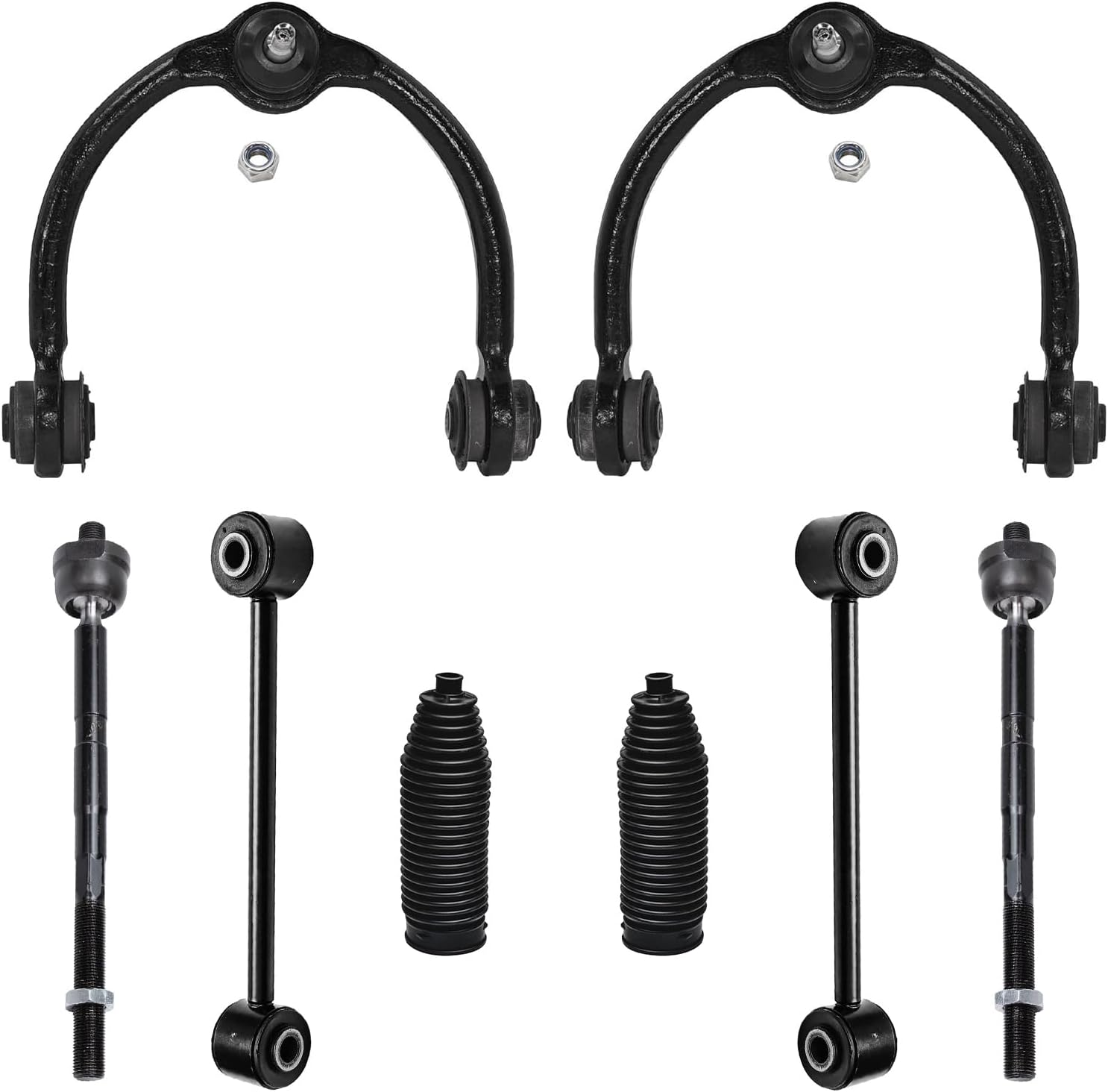 8pc Front Upper Control Arms Inner Outer Tie Rods Suspension Kit