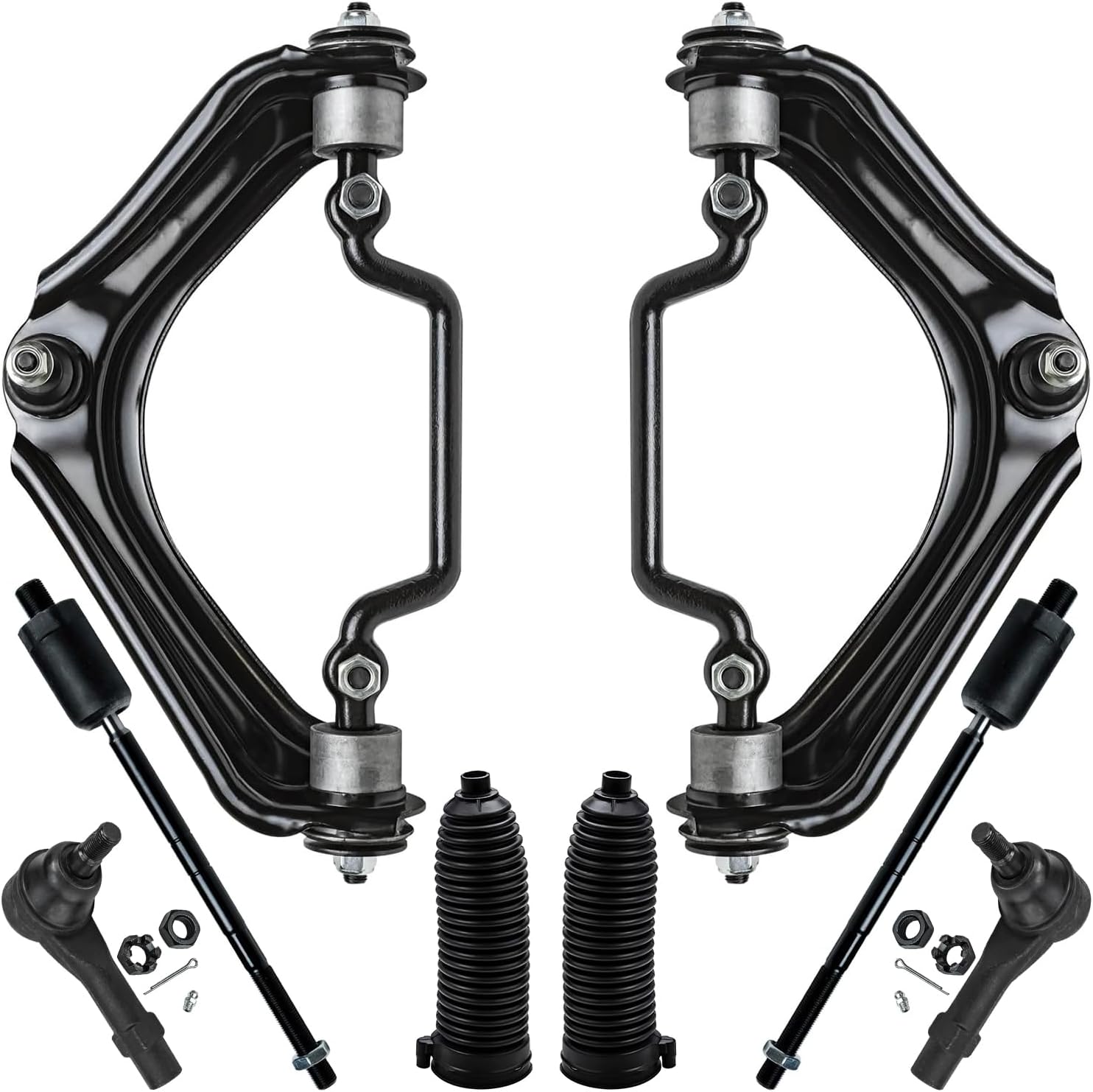 8pc Front Upper Control Arms Inner Outer Tie Rods Suspension Kit
