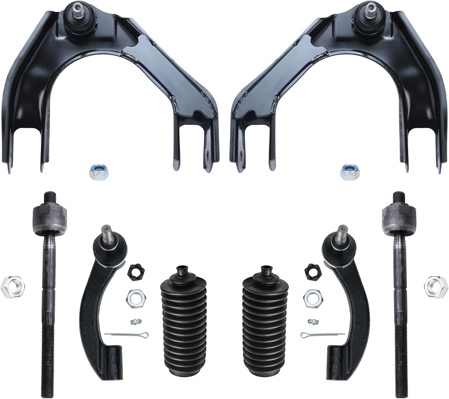 8pc Front Upper Control Arms Inner Outer Tie Rods Suspension Kit