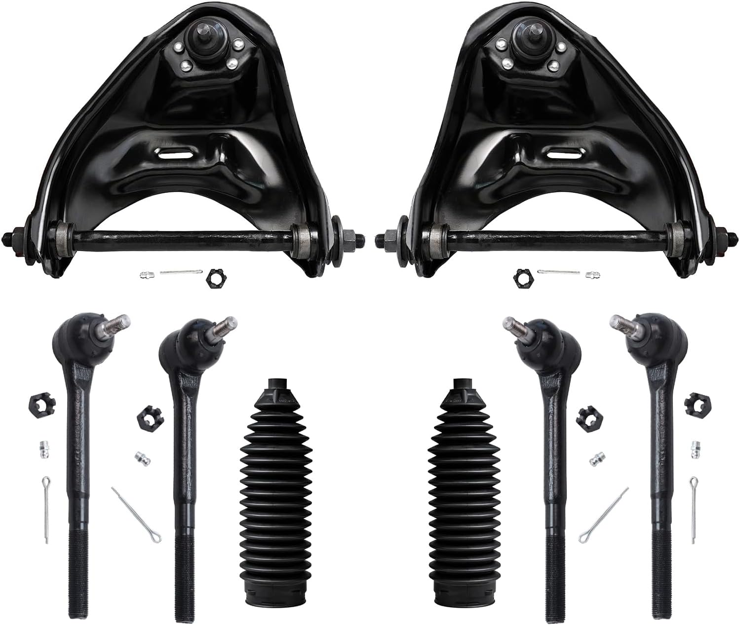 8pc Front Upper Control Arms Inner Outer Tie Rods Suspension Kit