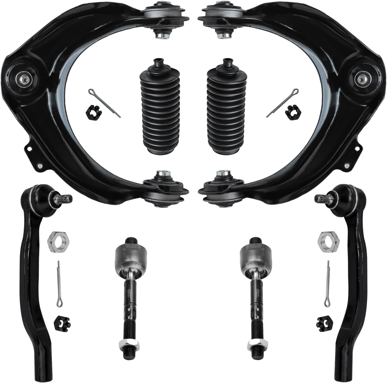 8pc Front Upper Control Arms Inner Outer Tie Rods Suspension Kit