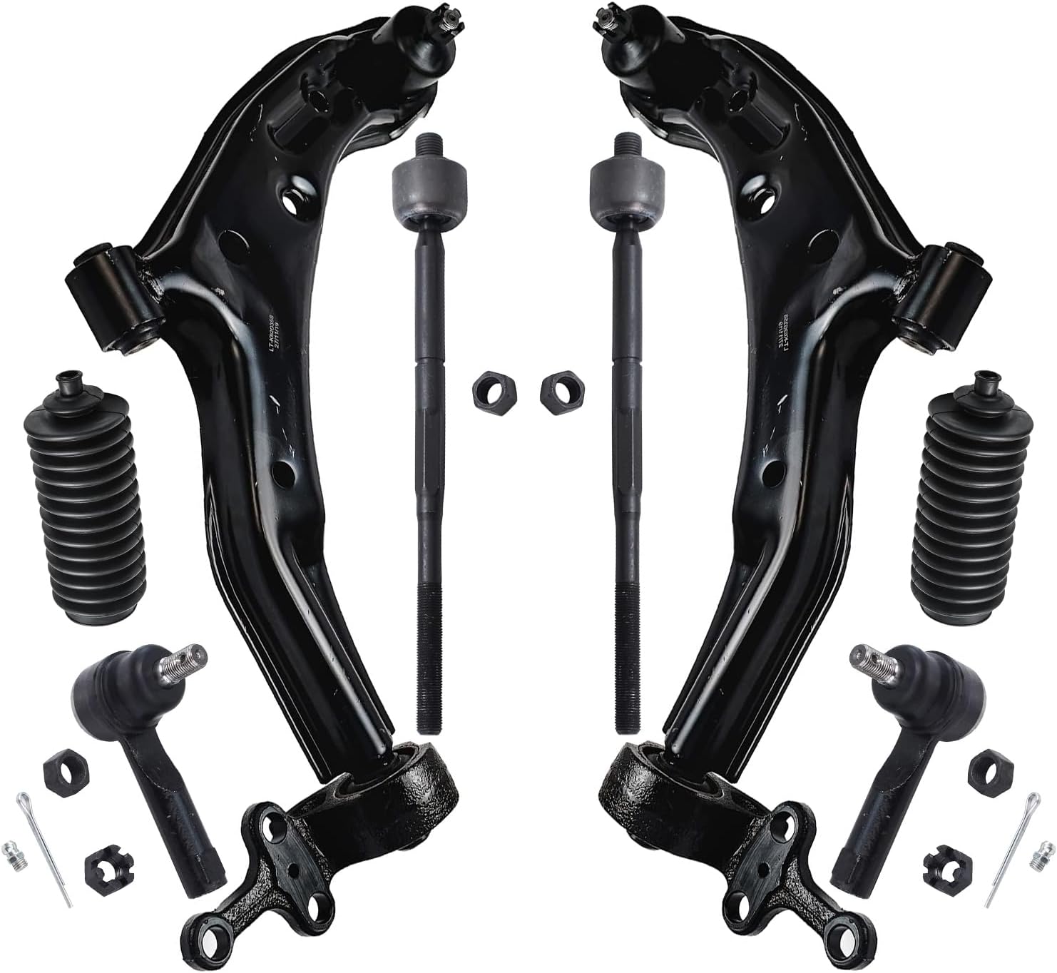 8pc Front Lower Control Arms Inner Outer Tie Rods Suspension Kit