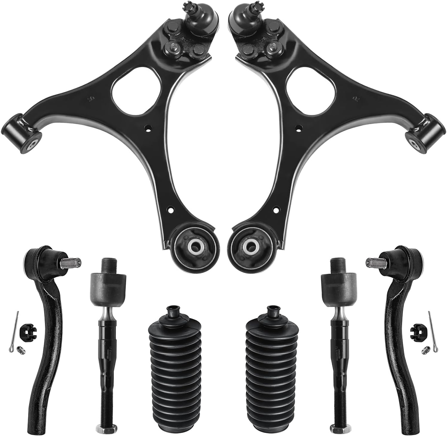 8pc Front Lower Control Arms Inner Outer Tie Rods Suspension Kit