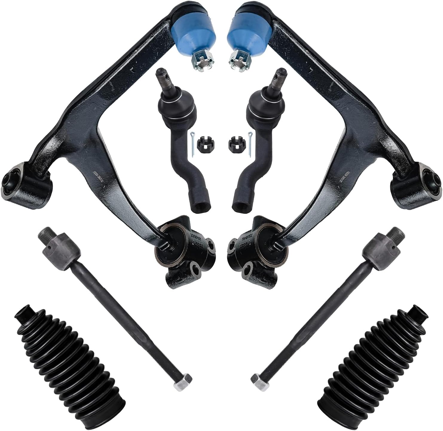8pc Front Lower Control Arms Inner Outer Tie Rods Suspension Kit