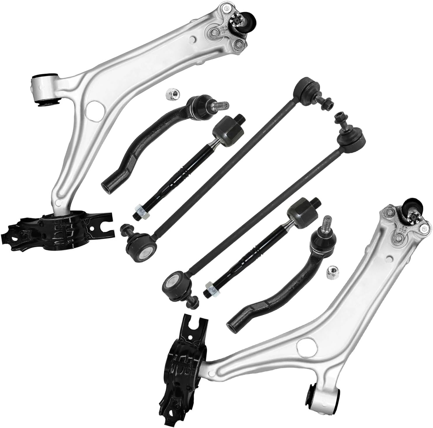 8pc Front Lower Control Arms Sway Bar Links Tie Rods Suspension Kit