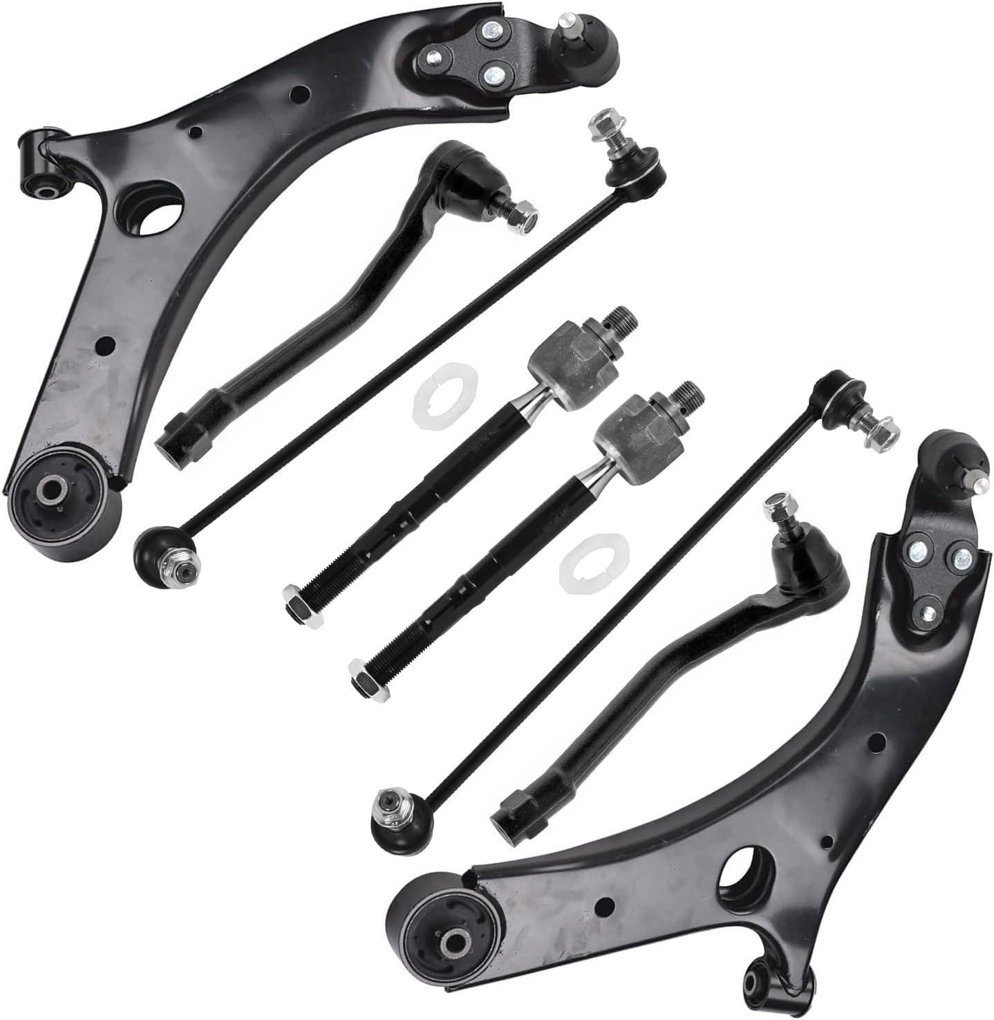 8pc Front Lower Control Arms Sway Bar Links Inner Outer Tie Rods Suspension Kit