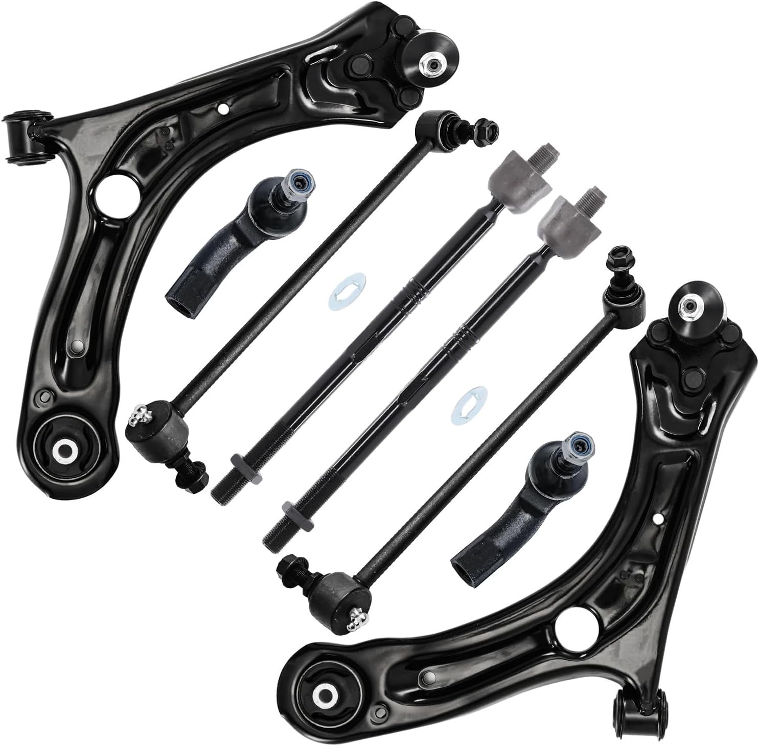 8pc Front Lower Control Arms Tie Rods Sway Bar Links Suspension Kit