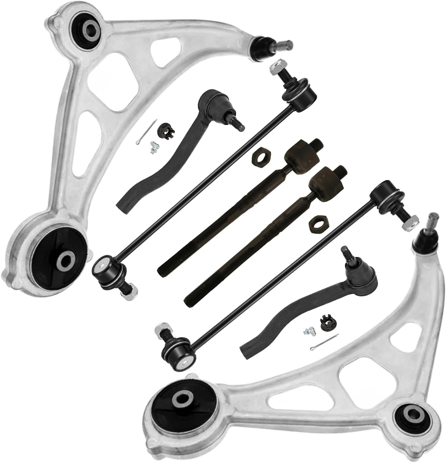 8pc Front Lower Control Arms Sway Bar Links Tie Rods Suspension Kit
