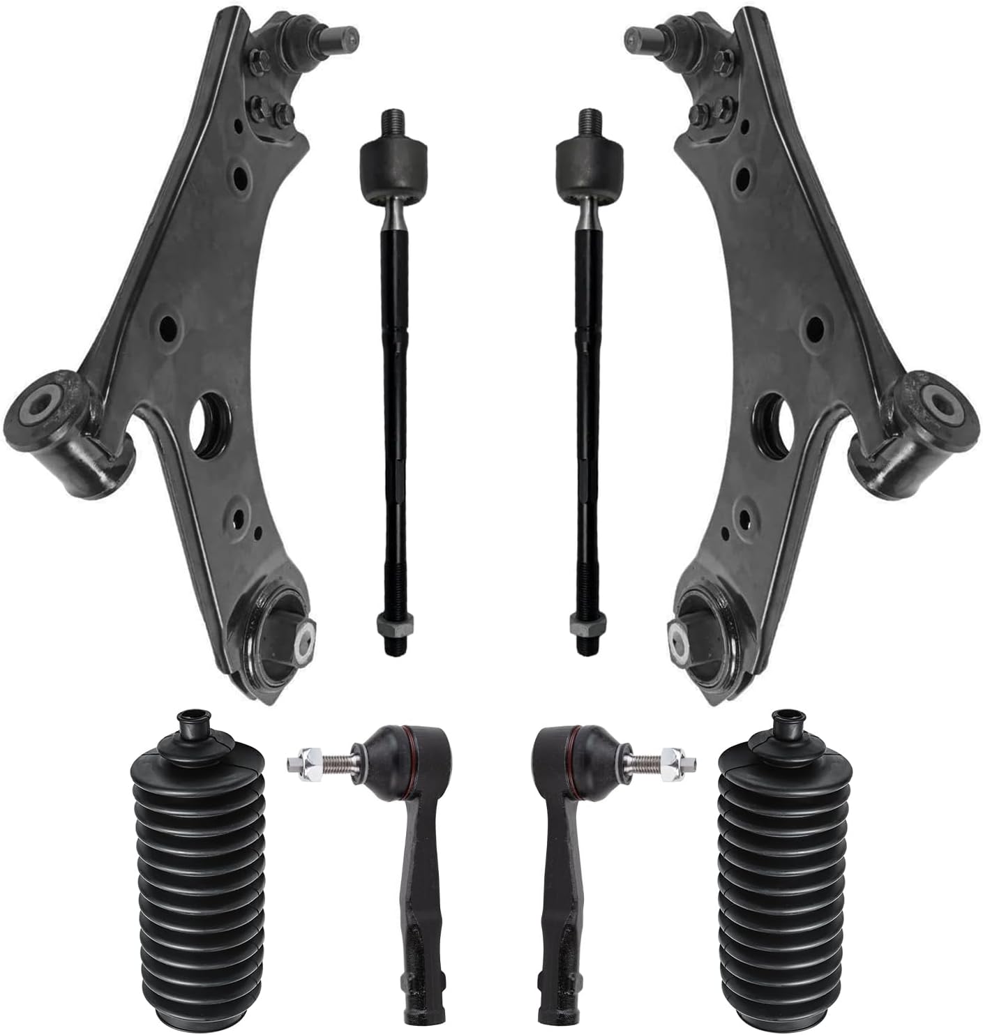8pc Front Lower Control Arms Inner Outer Tie Rods Suspension Kit