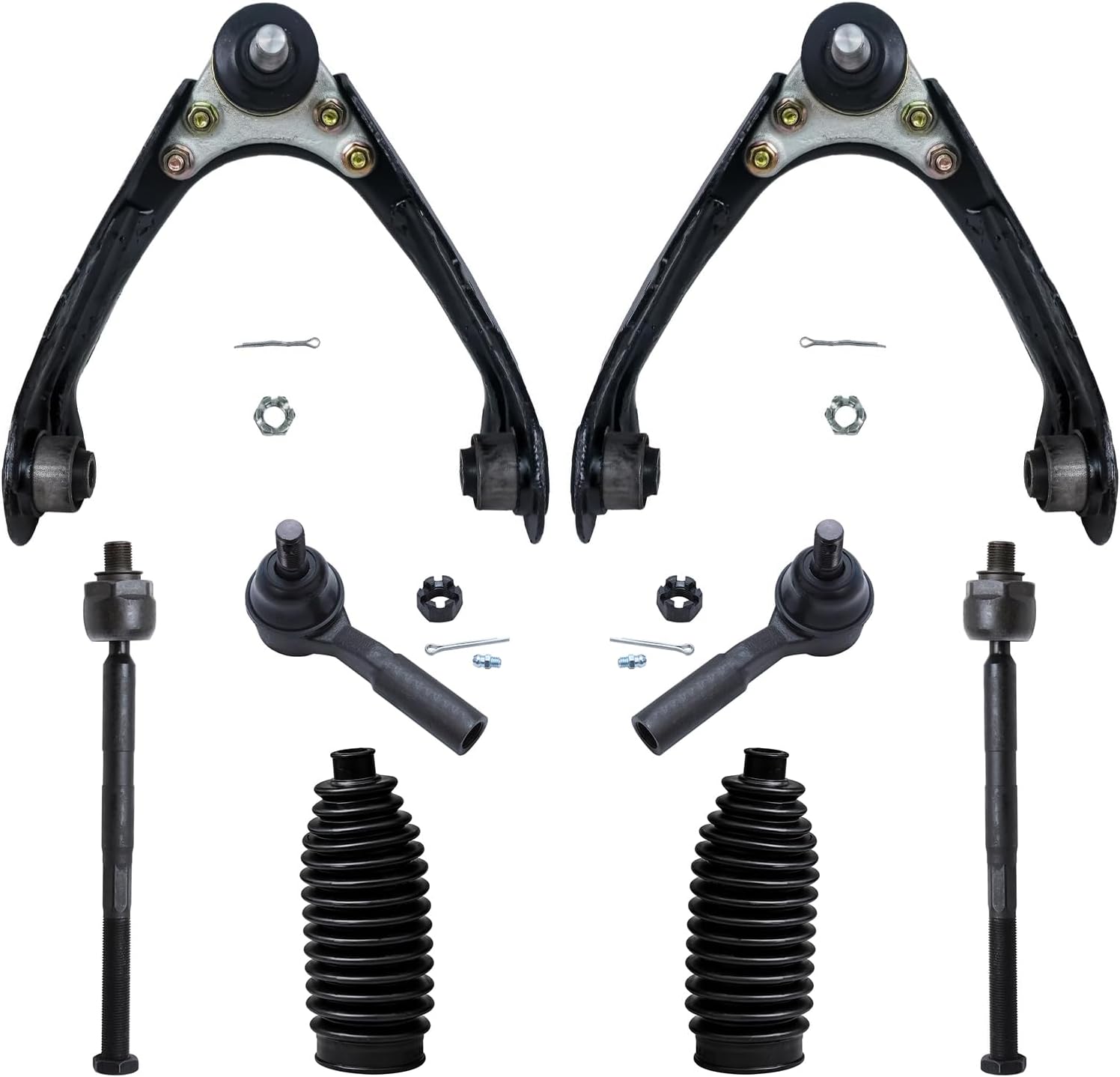 8pc Front Upper Control Arms Inner Outer Tie Rods Suspension Kit