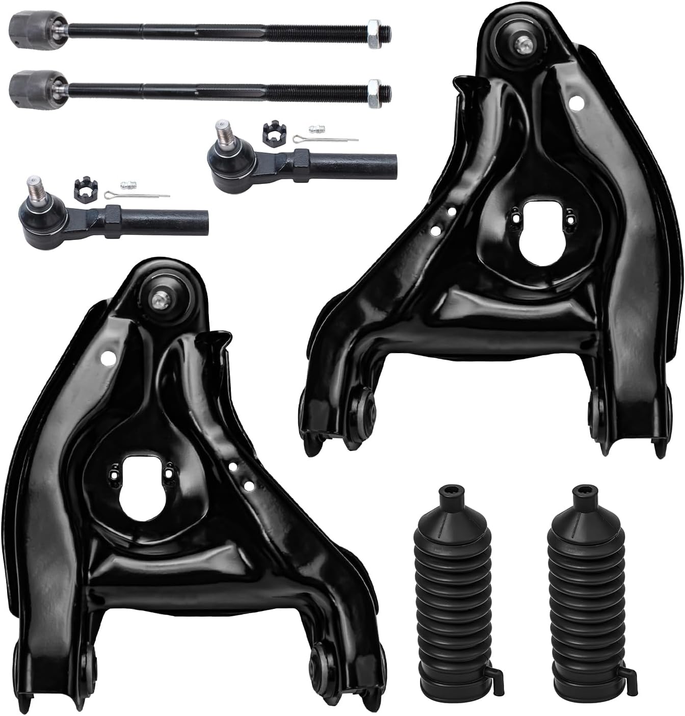 8pc Front Lower Control Arms Inner Outer Tie Rods Suspension Kit