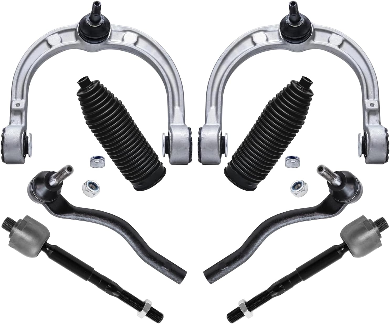 8pc Front Upper Control Arms Inner Outer Tie Rods Suspension Kit