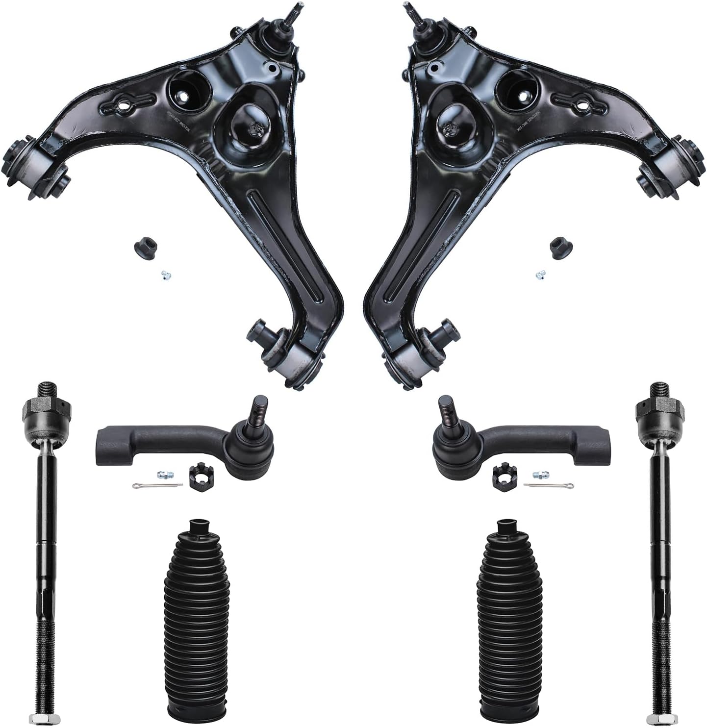 8pc Front Lower Control Arms Inner Outer Tie Rods Suspension Kit