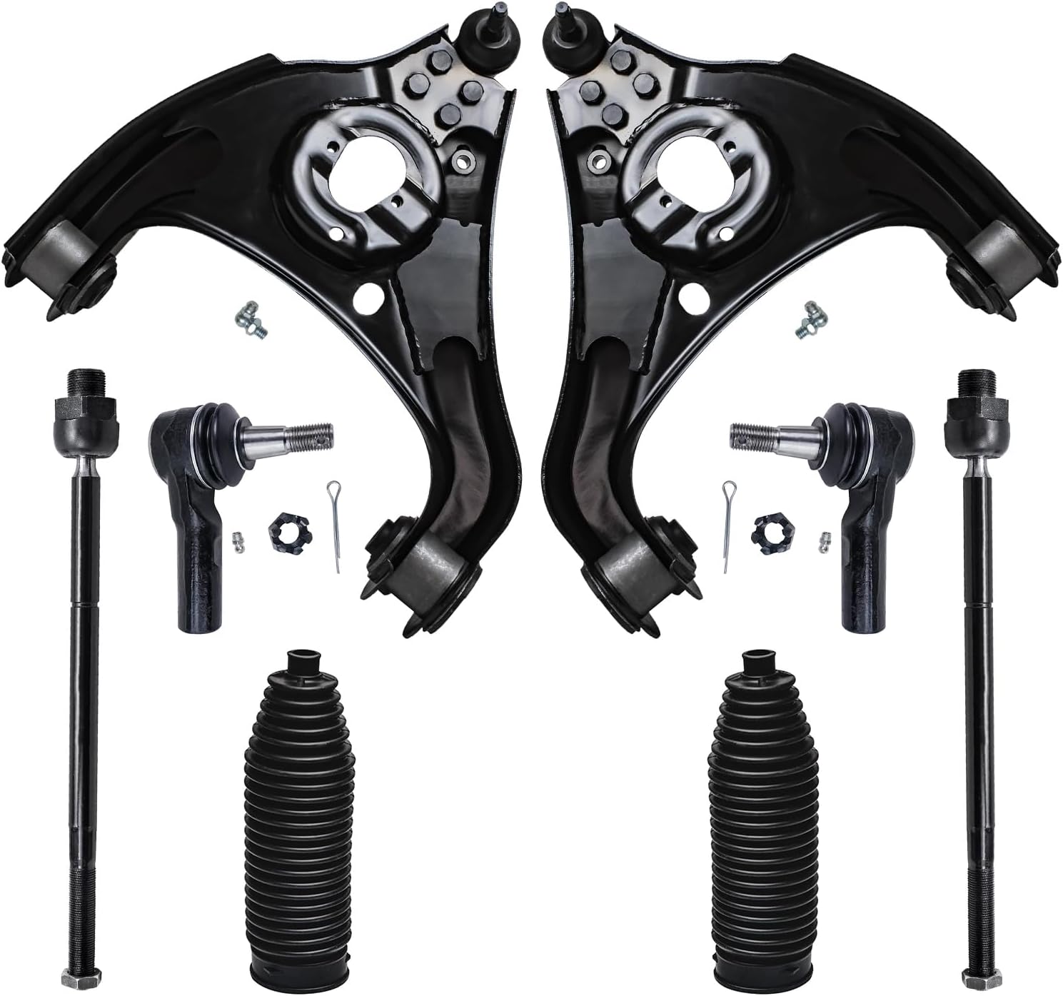 8pc Front Lower Control Arms Inner Outer Tie Rods Suspension Kit