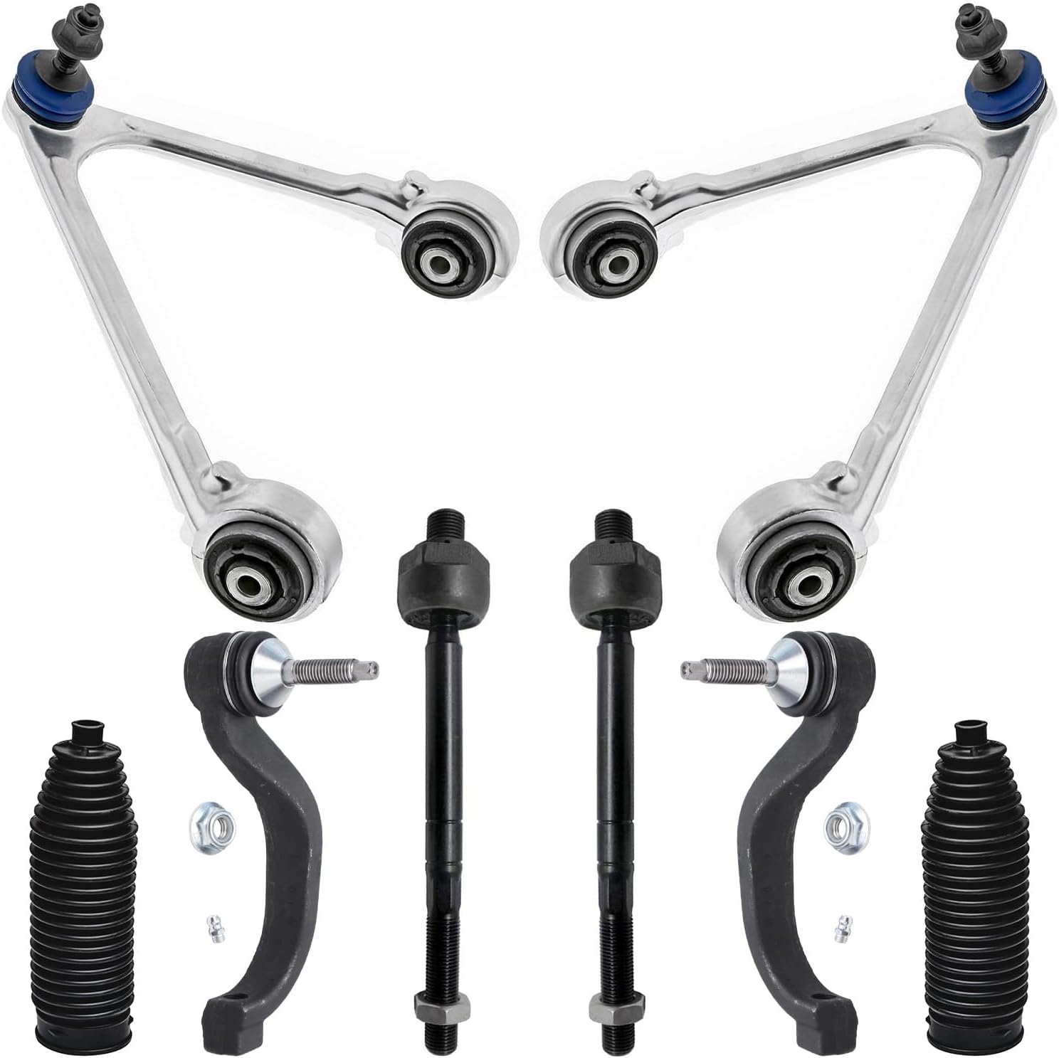 8pc Front Upper Control Arms Inner Outer Tie Rods Suspension Kit
