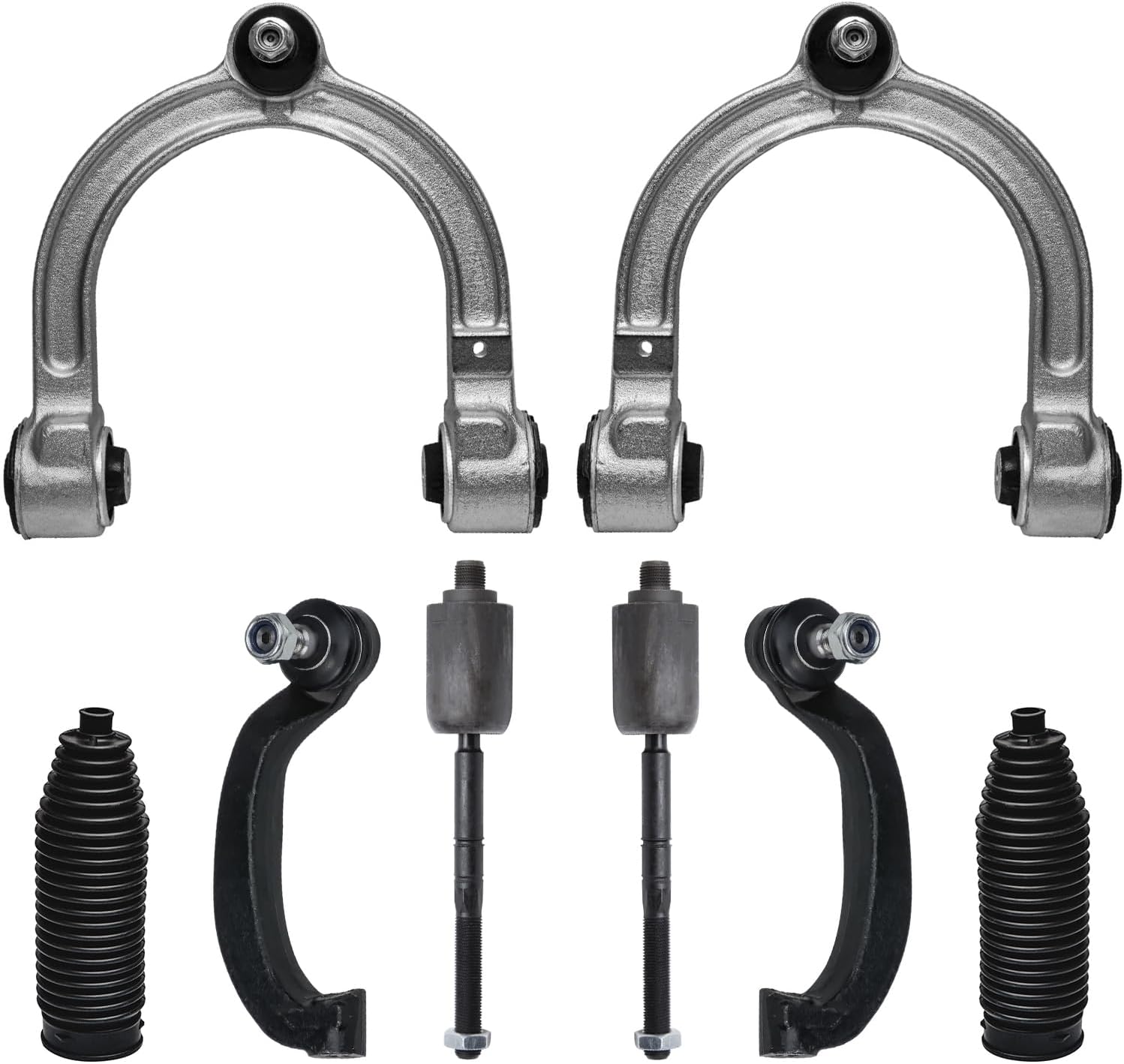 8pc Front Upper Control Arms Inner Outer Tie Rods Suspension Kit