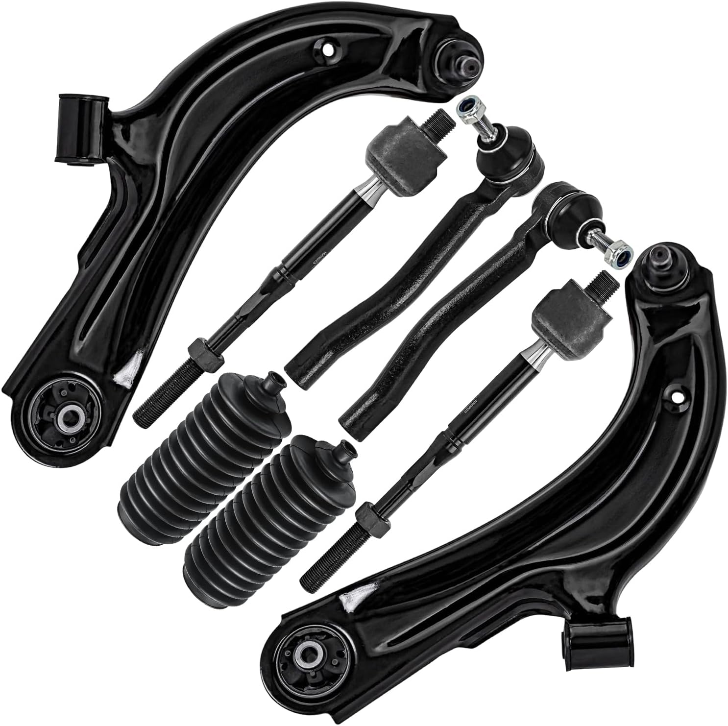 8pc Front Lower Control Arms Inner Outer Tie Rods Suspension Kit