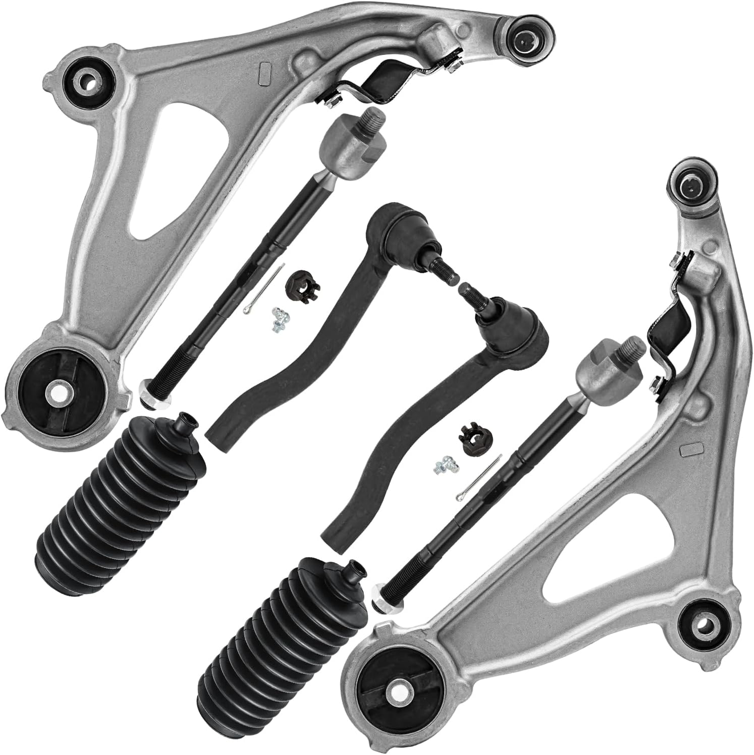 8pc Front Lower Control Arms Inner Outer Tie Rods Suspension Kit