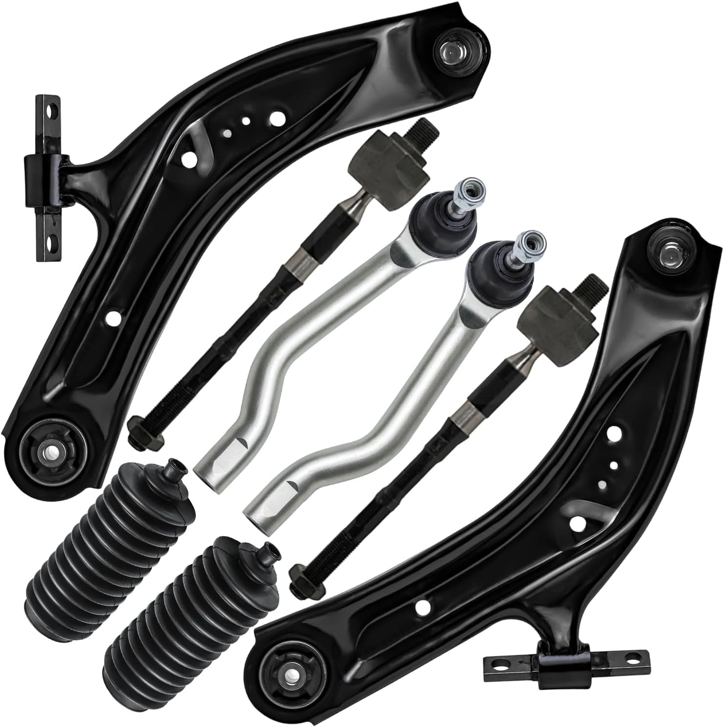 8pc Front Lower Control Arms Inner Outer Tie Rods Suspension Kit