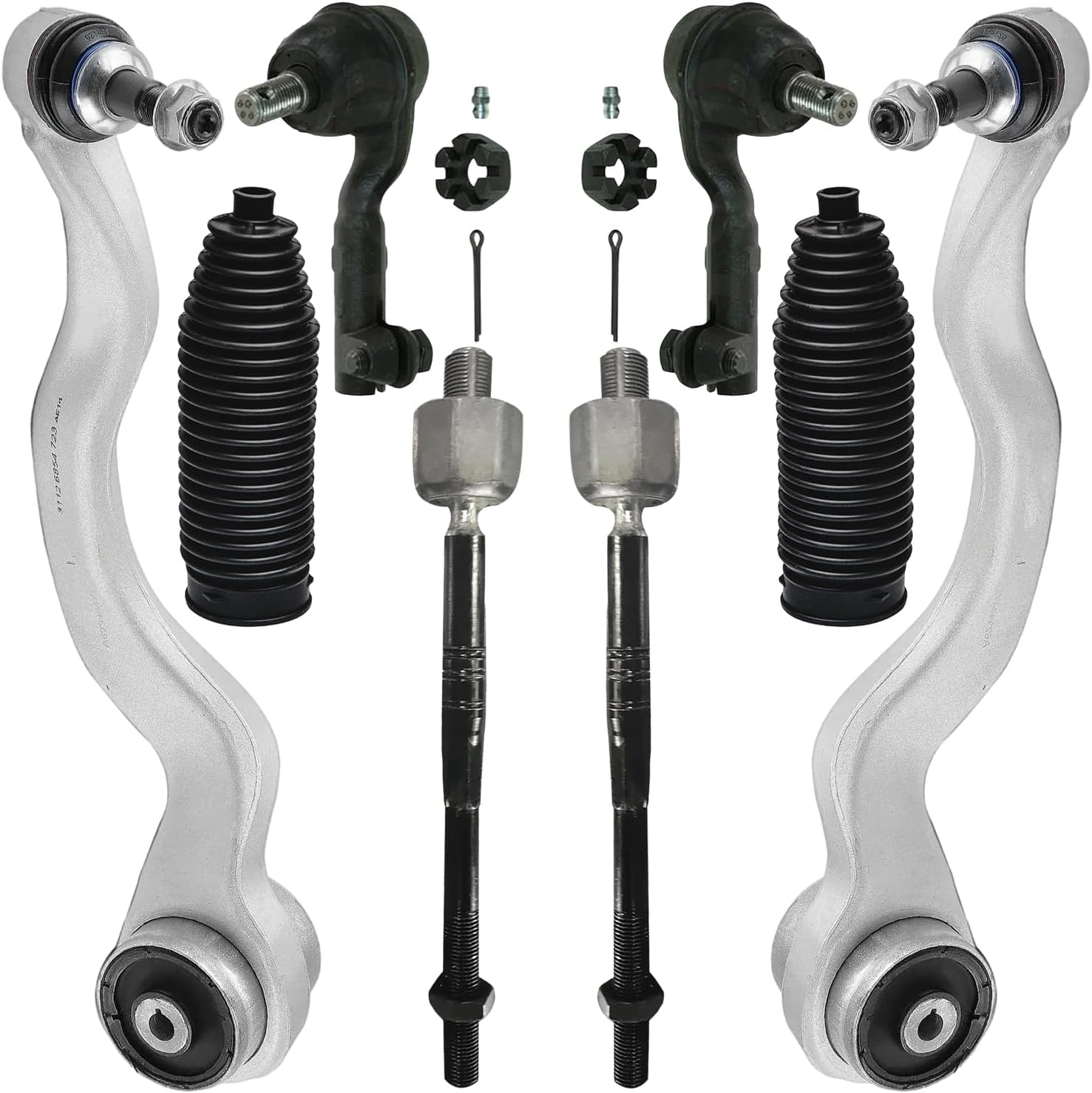 8pc Front Lower Forward Control Arms Inner Outer Tie Rods Suspension Kit