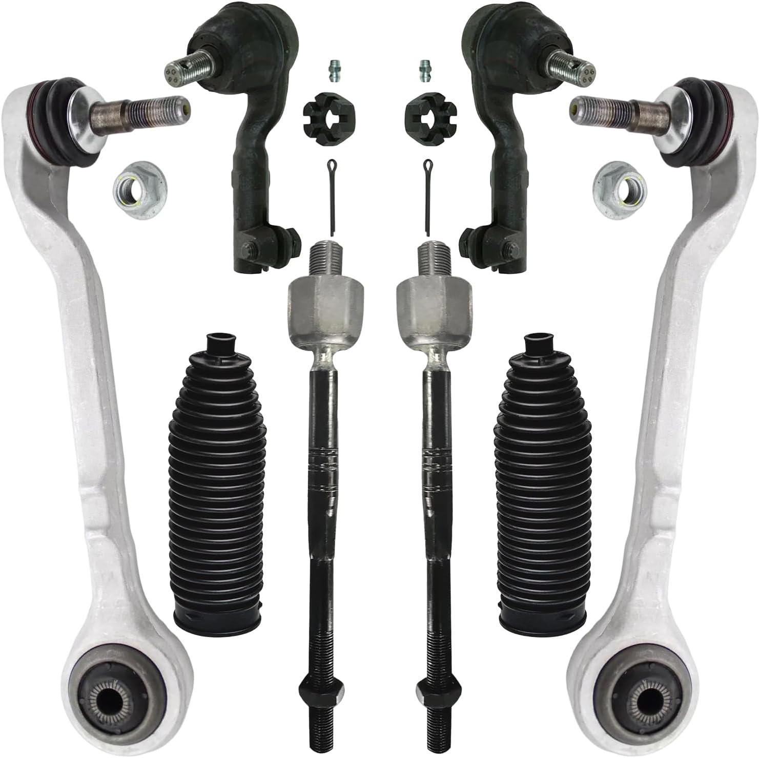 8pc Front Lower Rearward Control Arms Inner Outer Tie Rods Suspension Kit