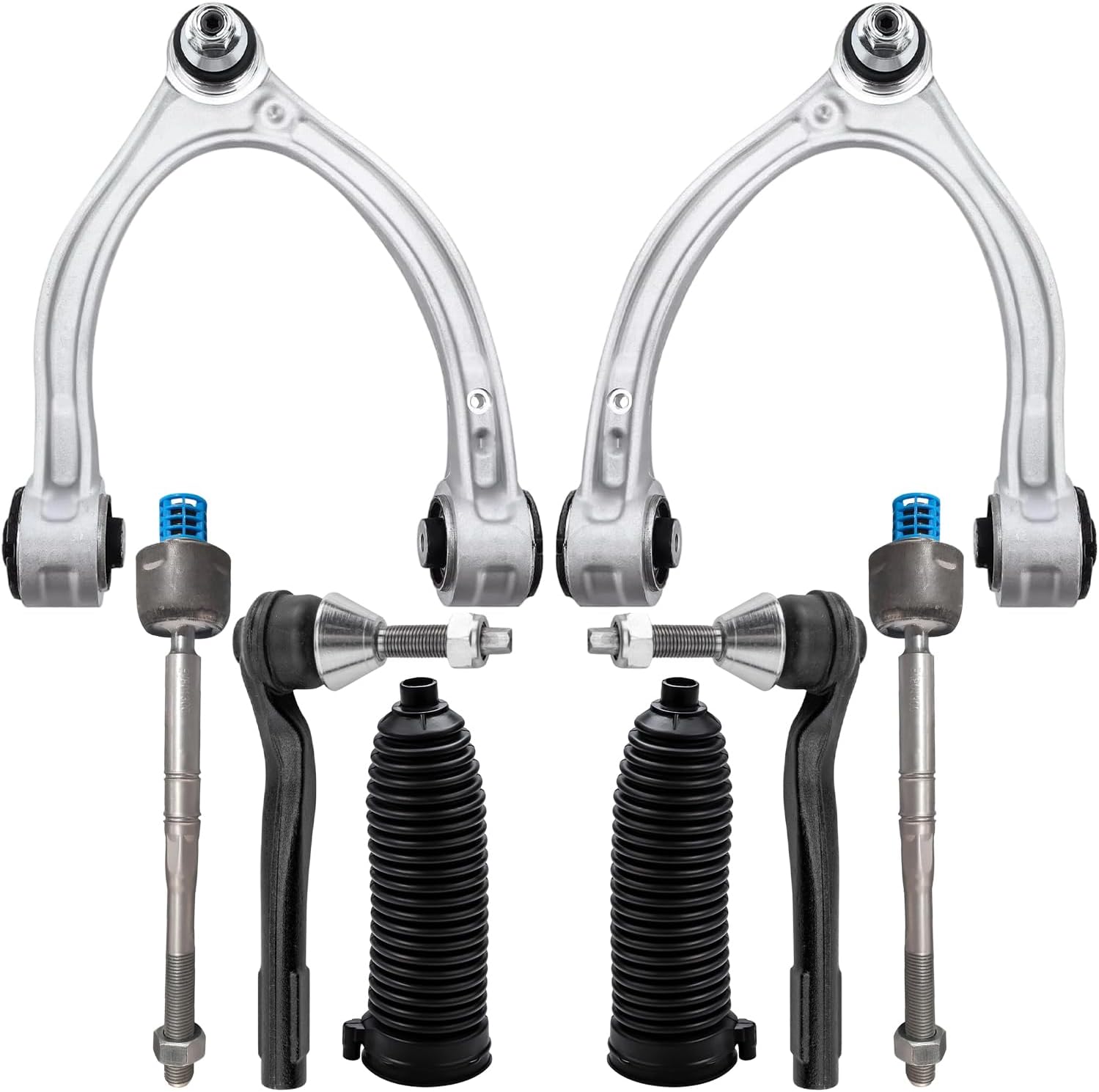 8pc Front Upper Control Arms Inner Outer Tie Rods Suspension Kit