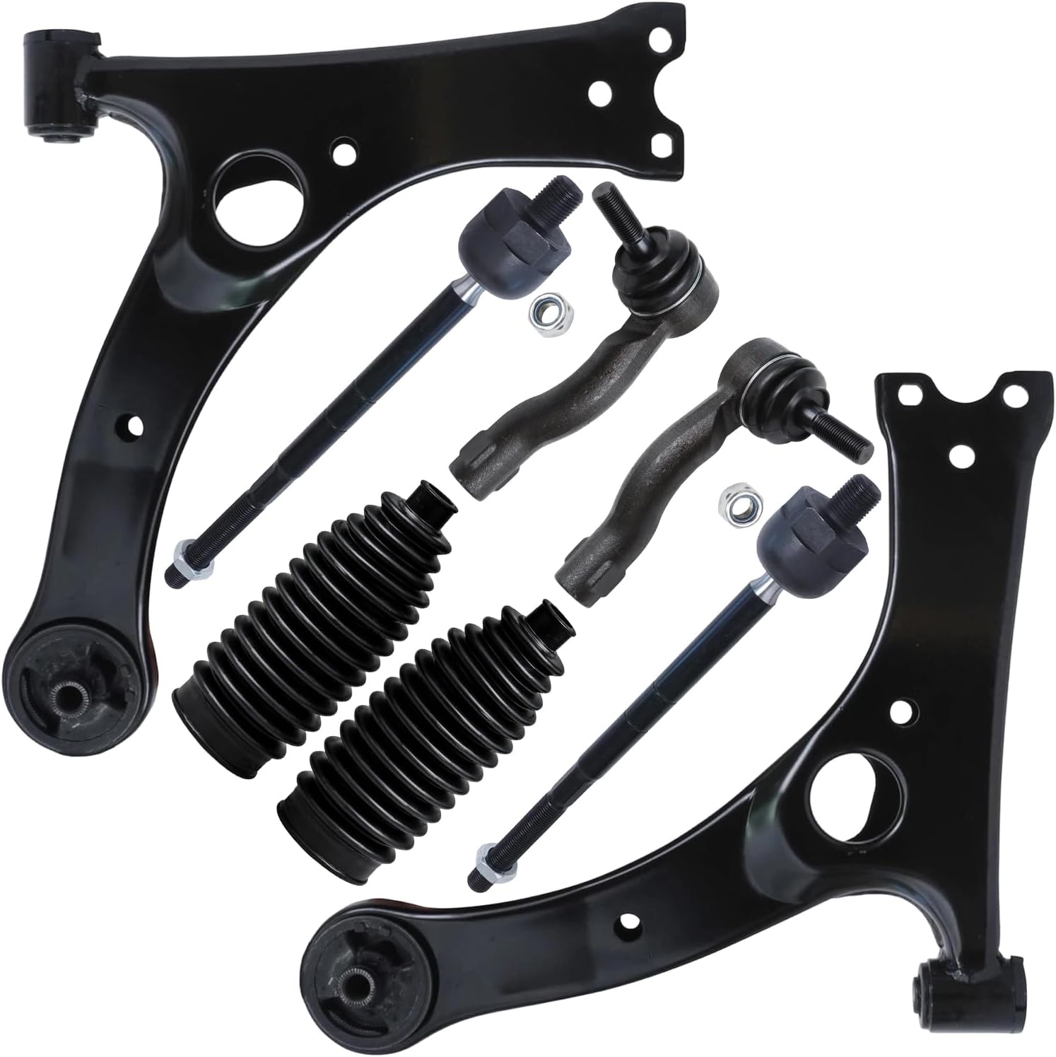 8pc Front Lower Control Arms Inner Outer Tie Rods Suspension Kit