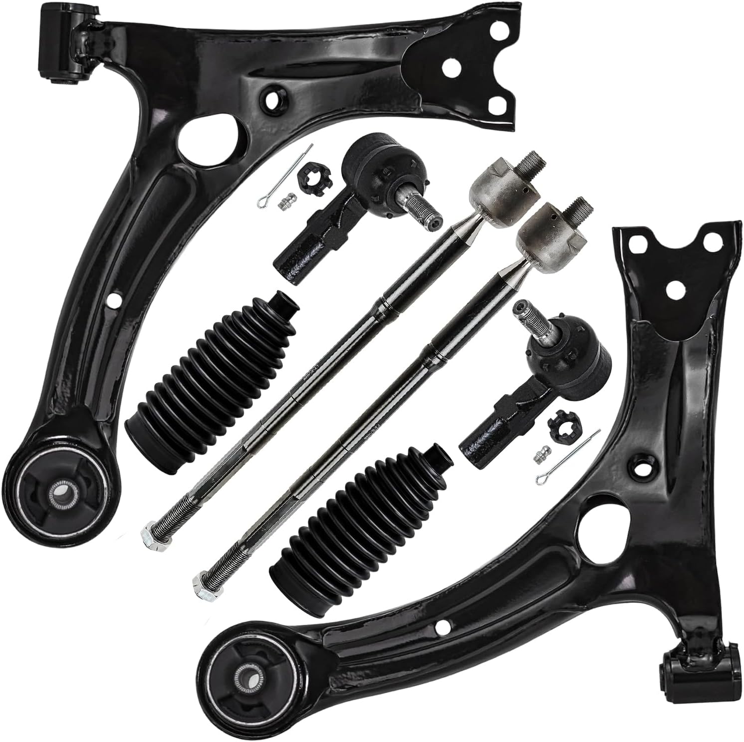 8pc Front Lower Control Arms Inner Outer Tie Rods Suspension Kit