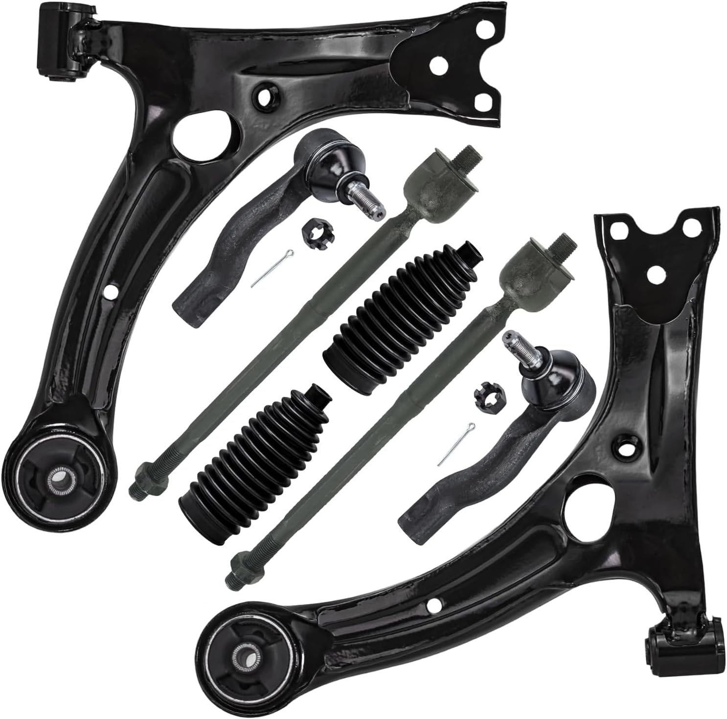 8pc Front Lower Control Arms Inner Outer Tie Rods Suspension Kit