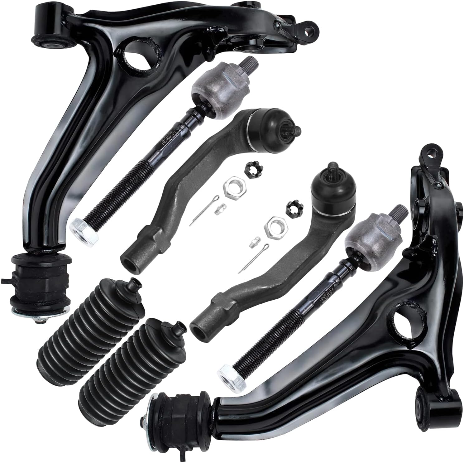 8pc Front Lower Control Arms Inner Outer Tie Rods Suspension Kit