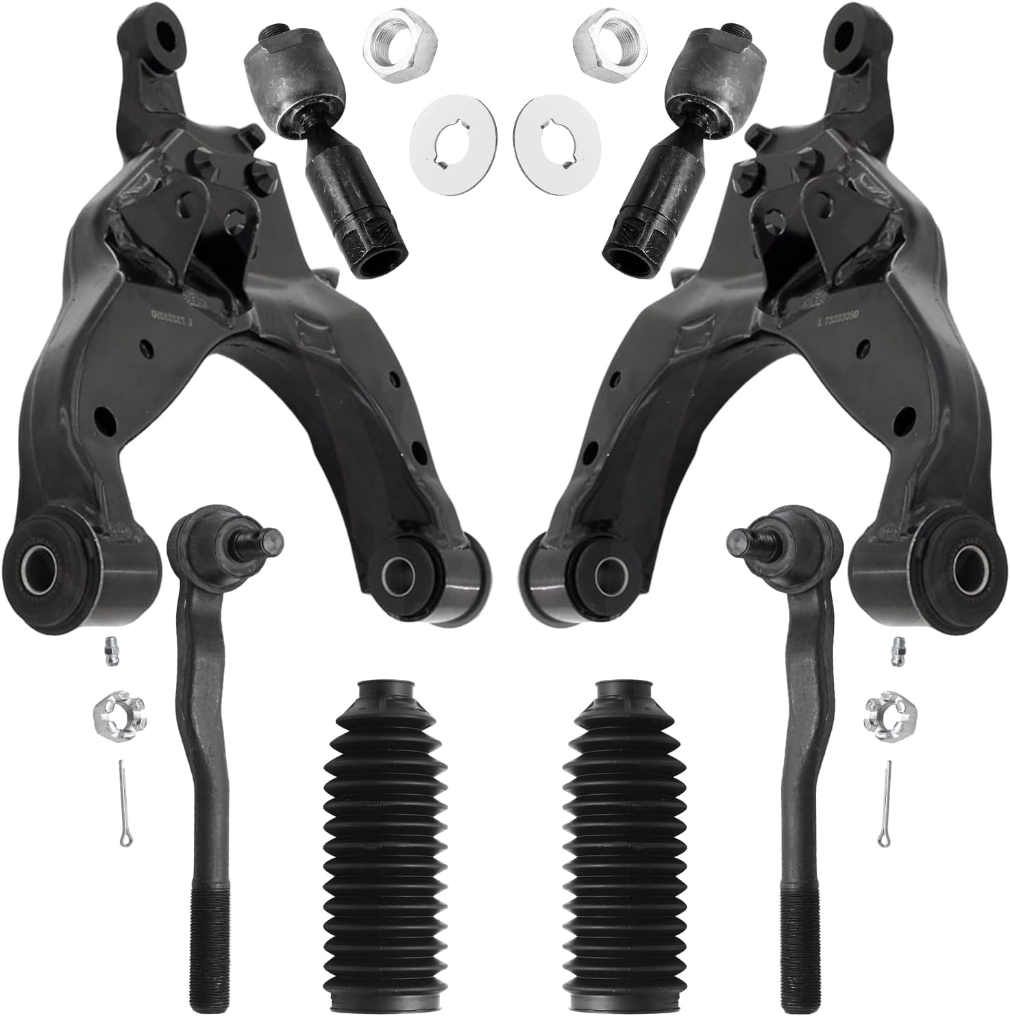 8pc Front Lower Control Arms Inner Outer Tie Rods Suspension Kit