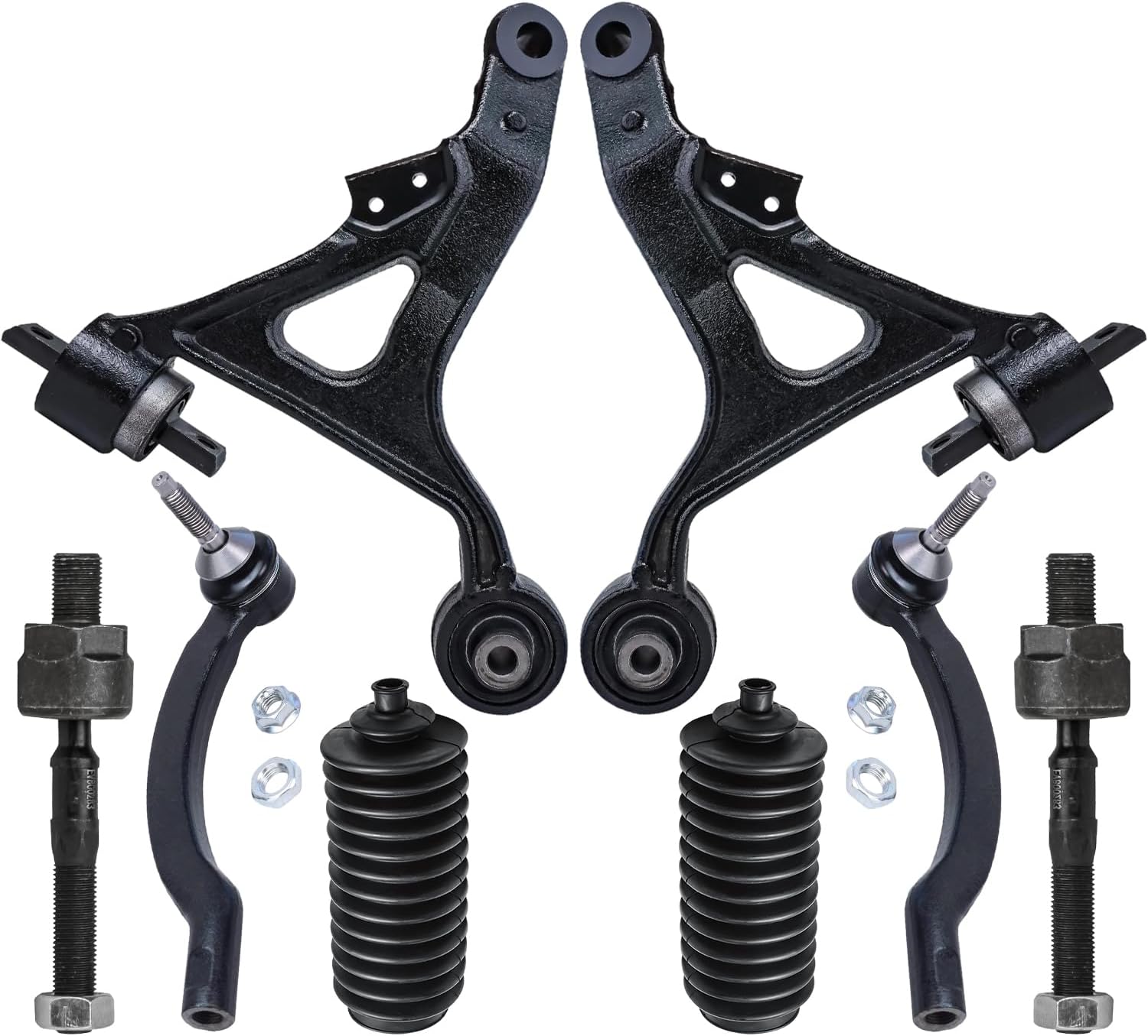 8pc Front Lower Control Arms Inner Outer Tie Rods Suspension Kit