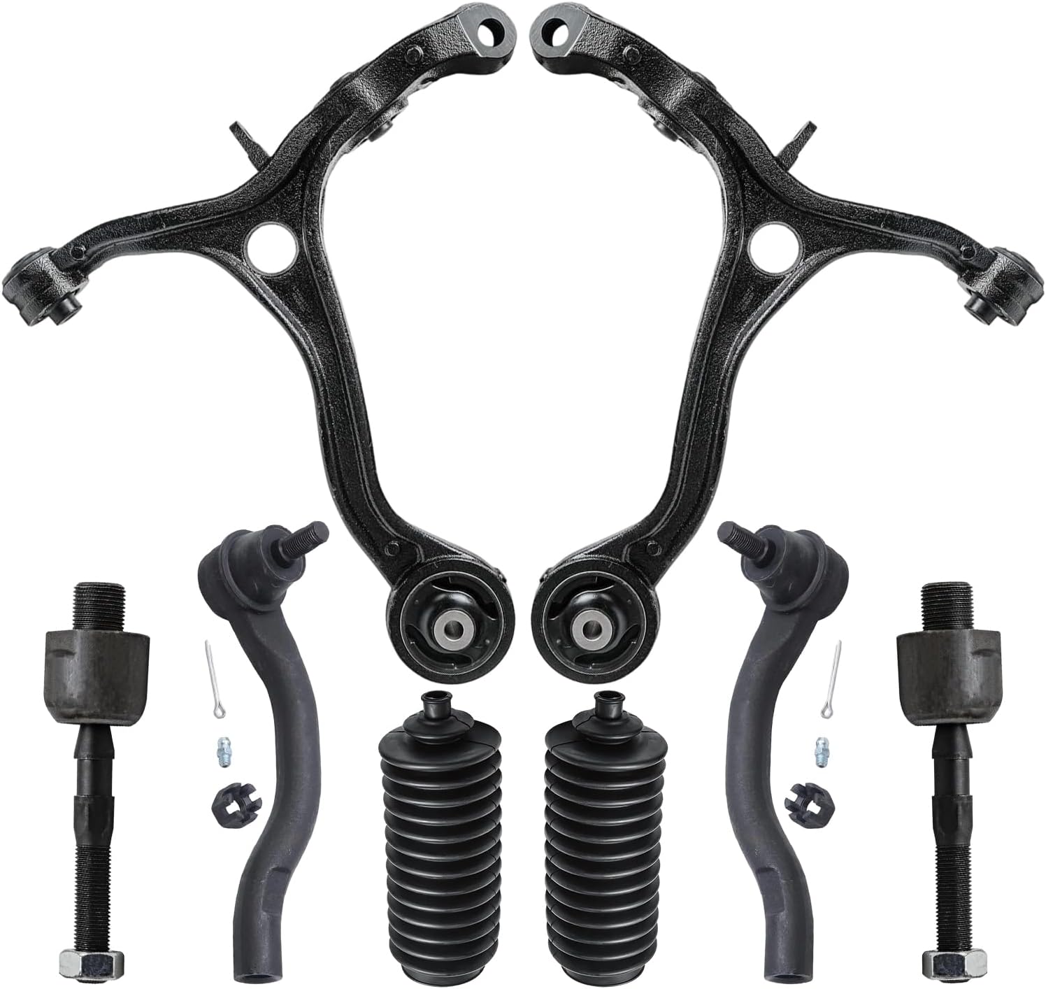 8pc Front Lower Control Arms Inner Outer Tie Rods Suspension Kit