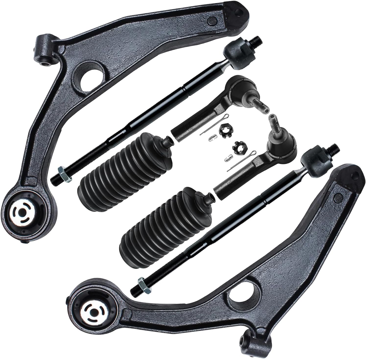 8pc Front Lower Control Arms Inner Outer Tie Rods Suspension Kit