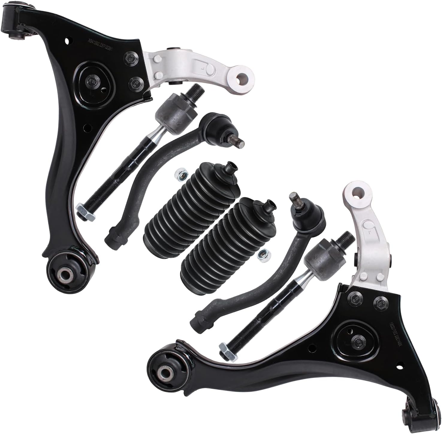 8pc Front Lower Control Arms Inner Outer Tie Rods Suspension Kit