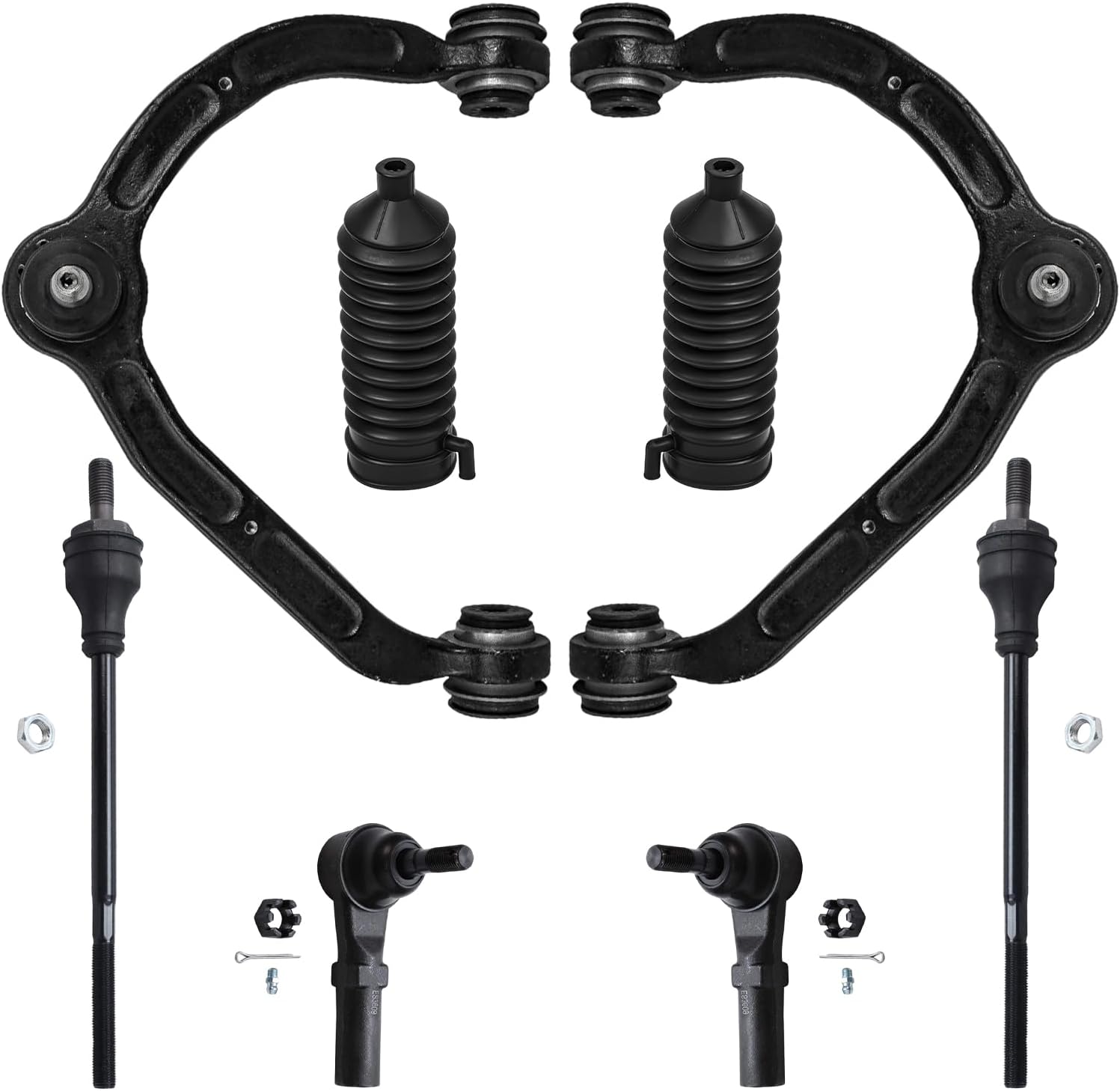 8pc Front Upper Control Arms Inner Outer Tie Rods Suspension Kit