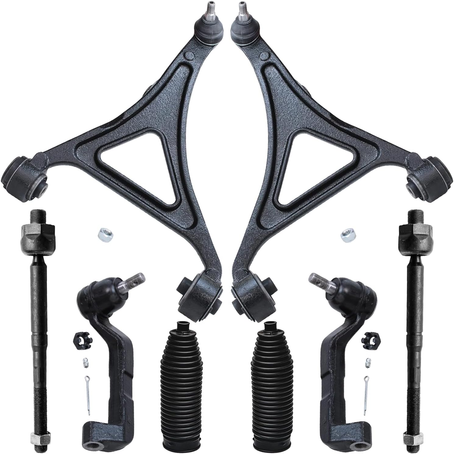 8pc Front Lower Control Arms Inner Outer Tie Rods Suspension Kit