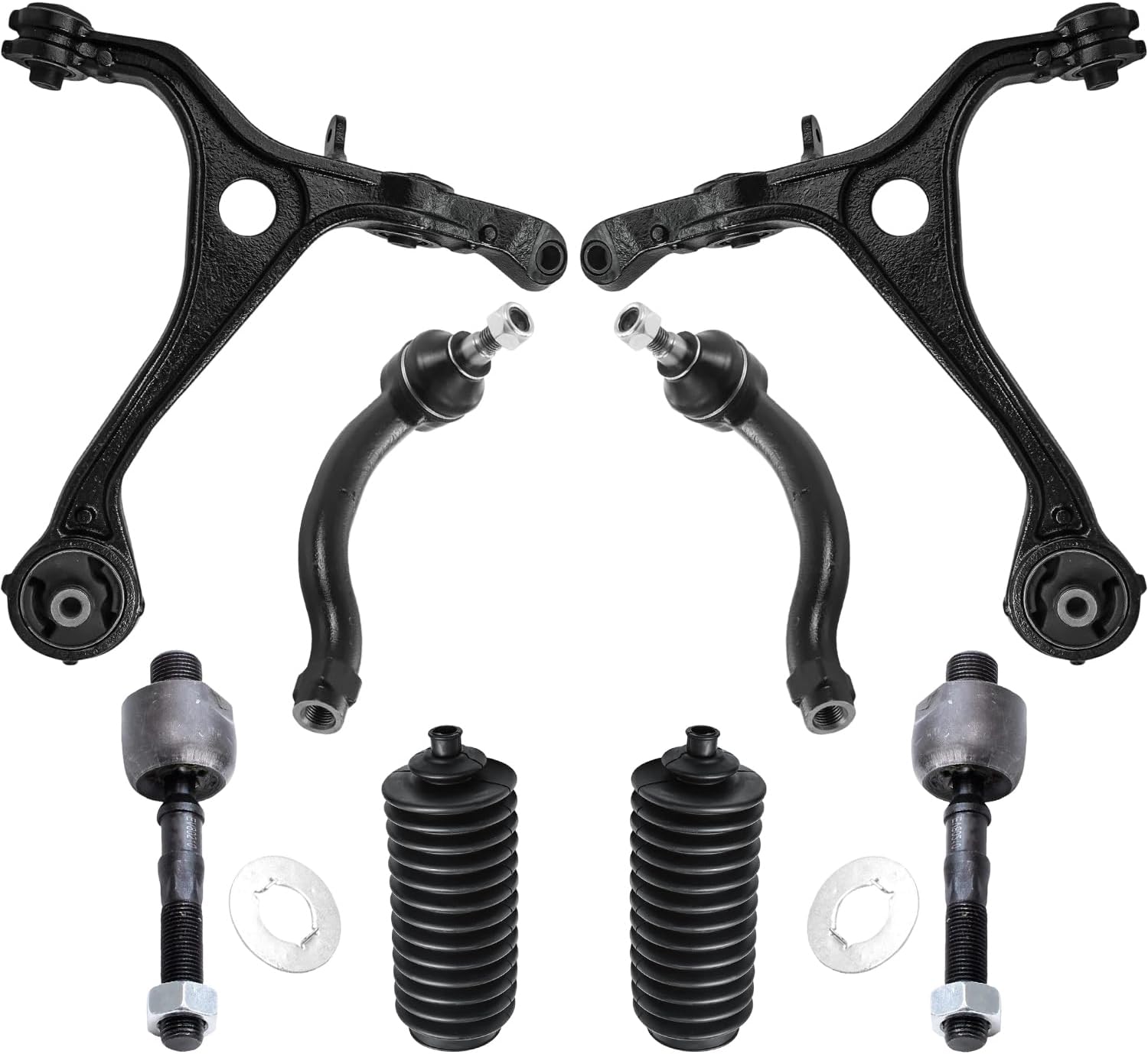 8pc Front Lower Control Arms Inner Outer Tie Rods Suspension Kit