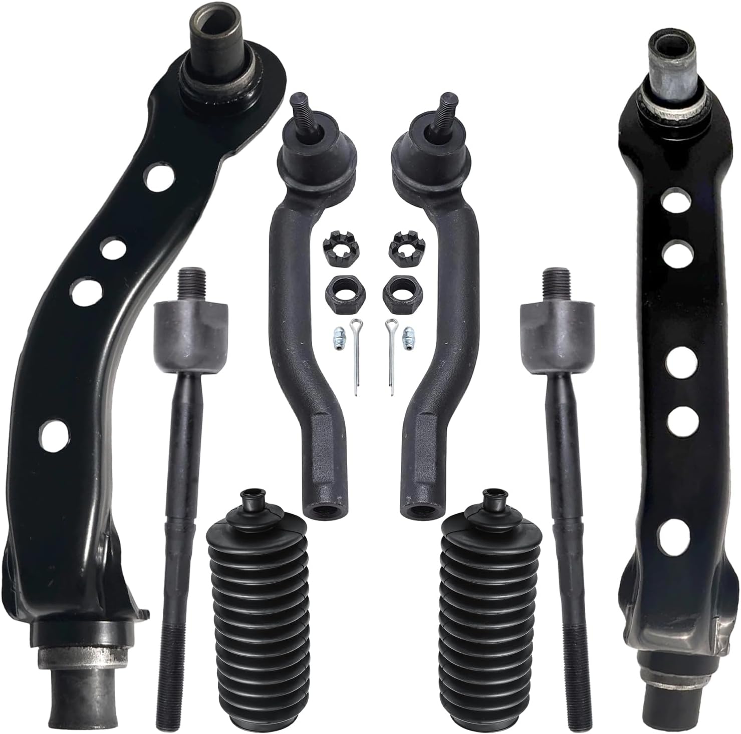 8pc Front Upper Control Arms Inner Outer Tie Rods Suspension Kit