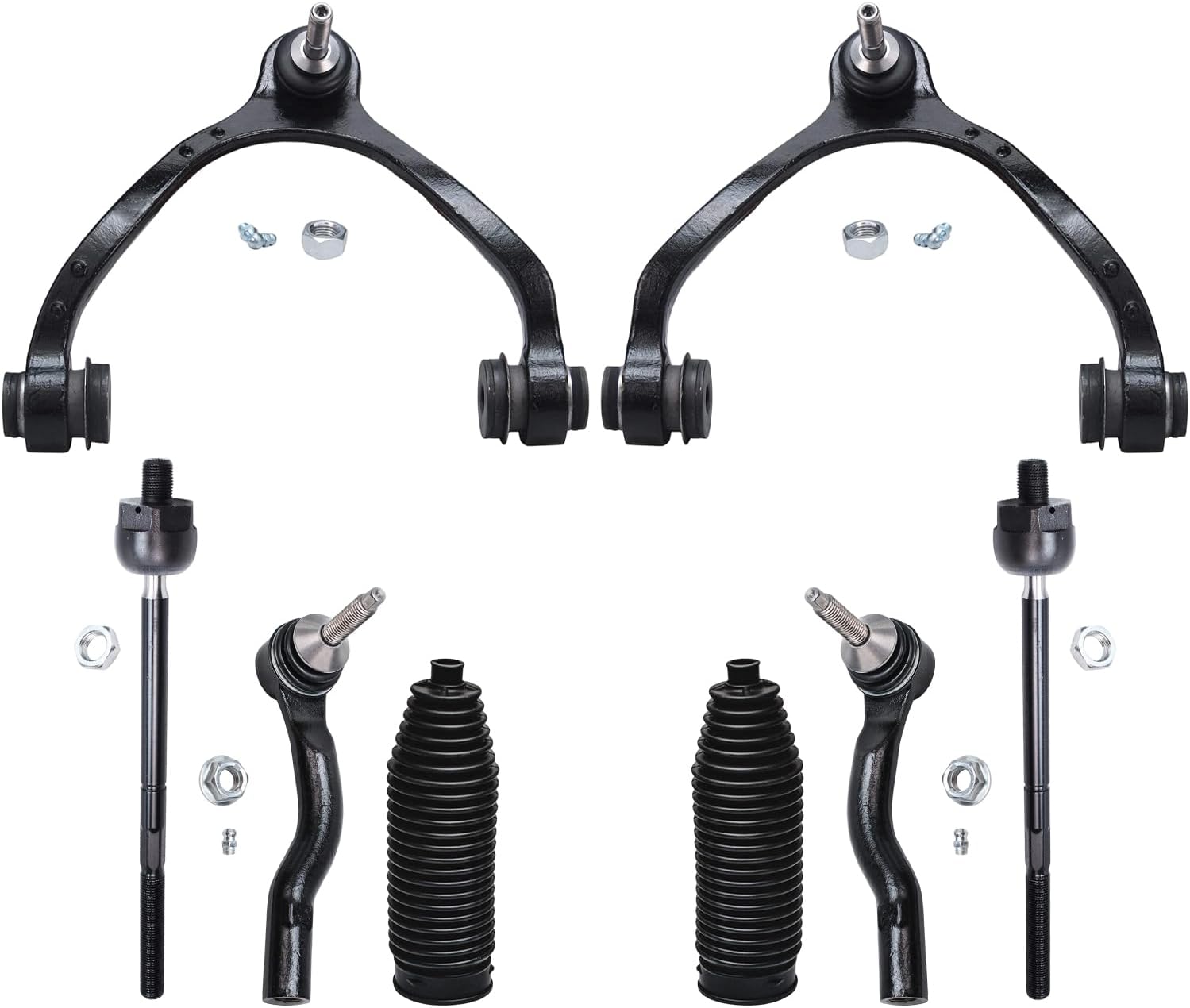 8pc Front Upper Control Arms Inner Outer Tie Rods Suspension Kit