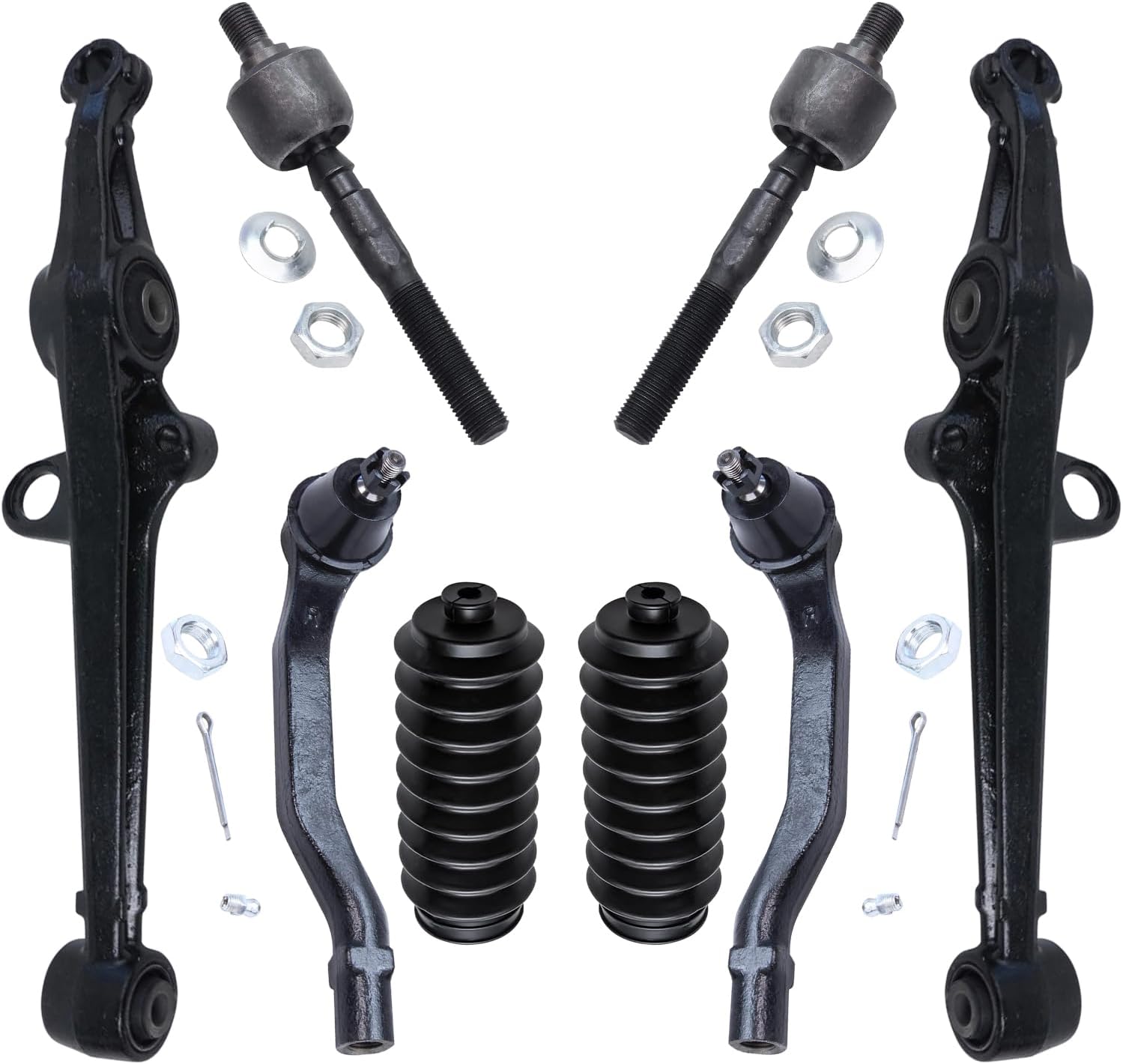 8pc Front Lower Control Arms Inner Outer Tie Rods Suspension Kit