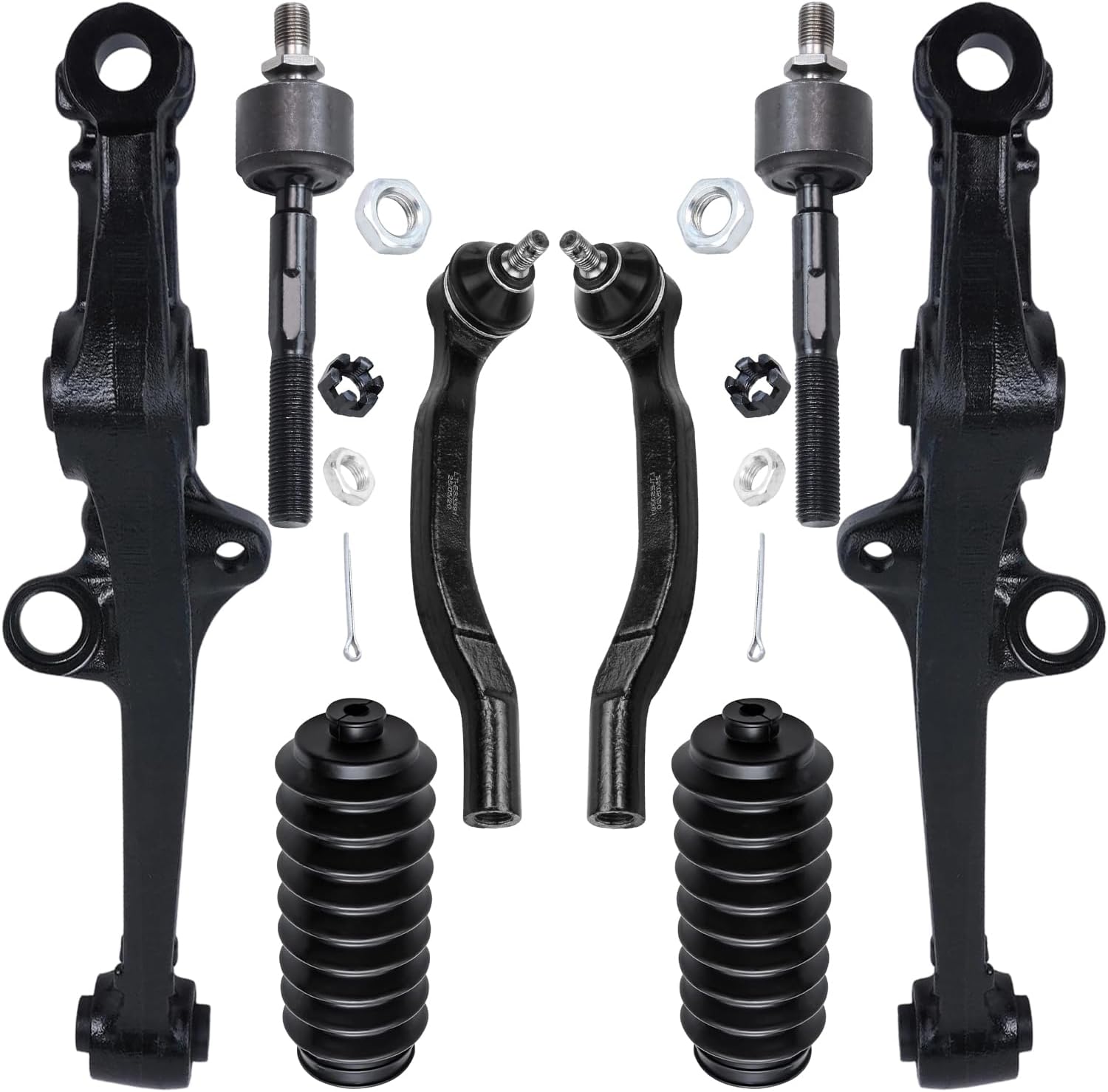 8pc Front Lower Control Arms Inner Outer Tie Rods Suspension Kit