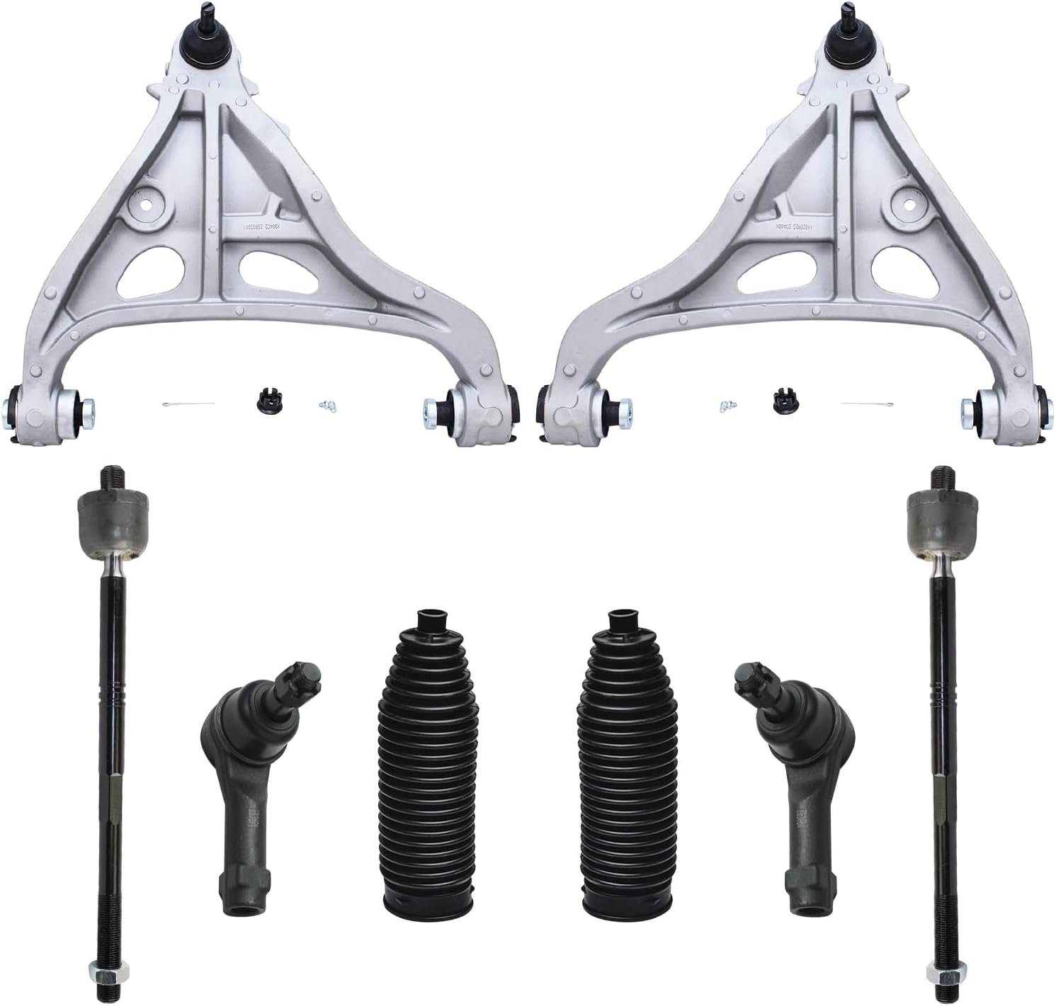 8pc Front Lower Control Arms Inner Outer Tie Rods Suspension Kit