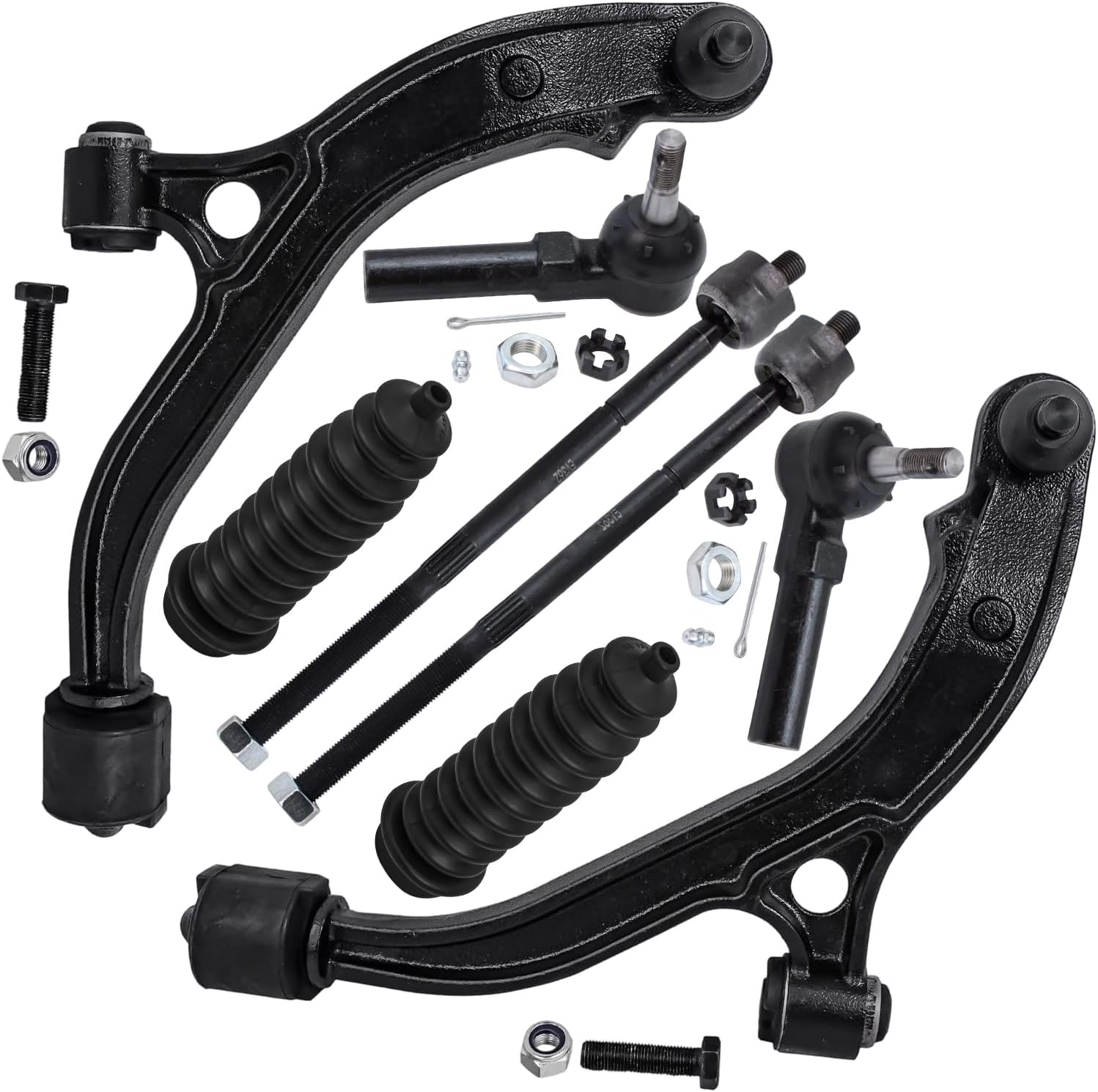 8pc Front Lower Control Arms Inner Outer Tie Rods Suspension Kit